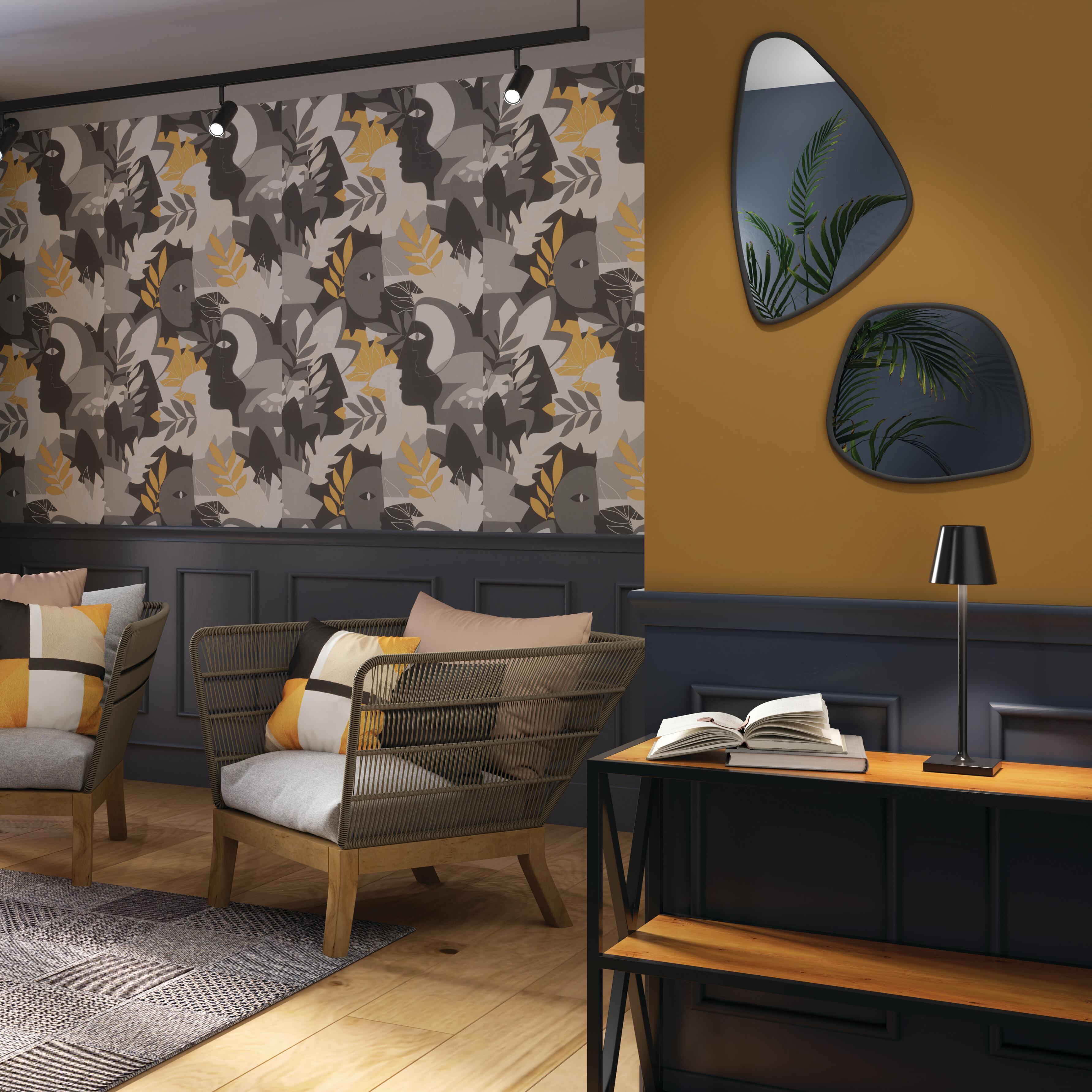 Specchio OGIVE asimmetrico in metallo nero 30 x 50 cm INSPIRE - 19