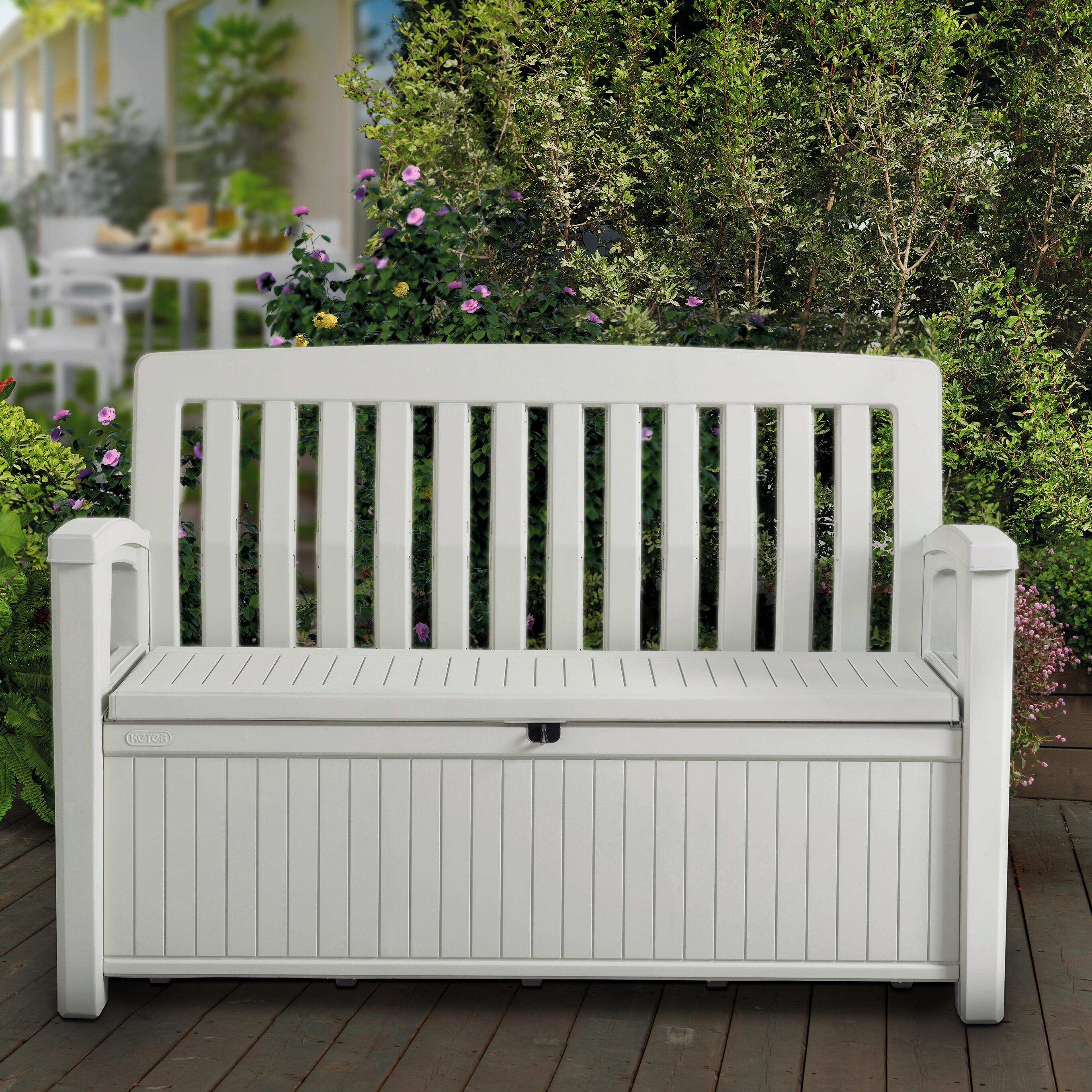 Baule panchina KETER STORAGE BENCH in resina bianco L 132 x H 89 x P 61.2 cm - 4