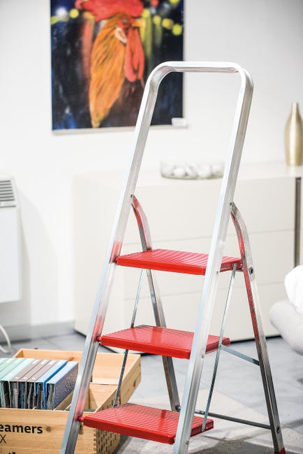 Scaletta In Alluminio Minifero - 2 Gradini, 150kg Portata, Pieghevole, 47x91cm - Foto 5