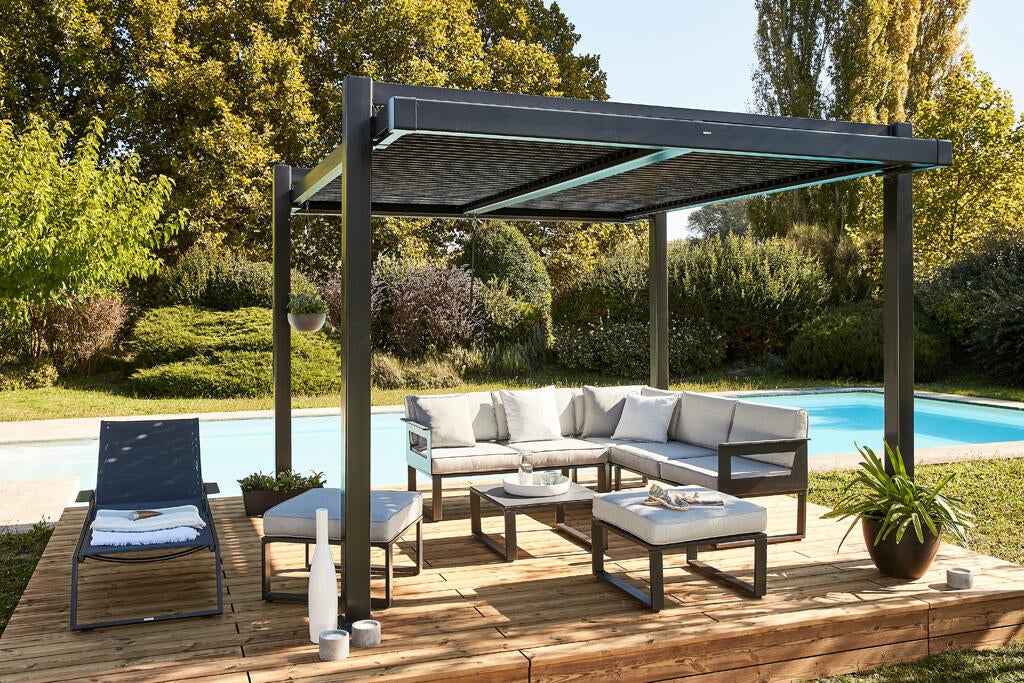 Pergola bioclimatique autoportante NATERIAL Odyssea, aluminium, 11.52 m² - 17