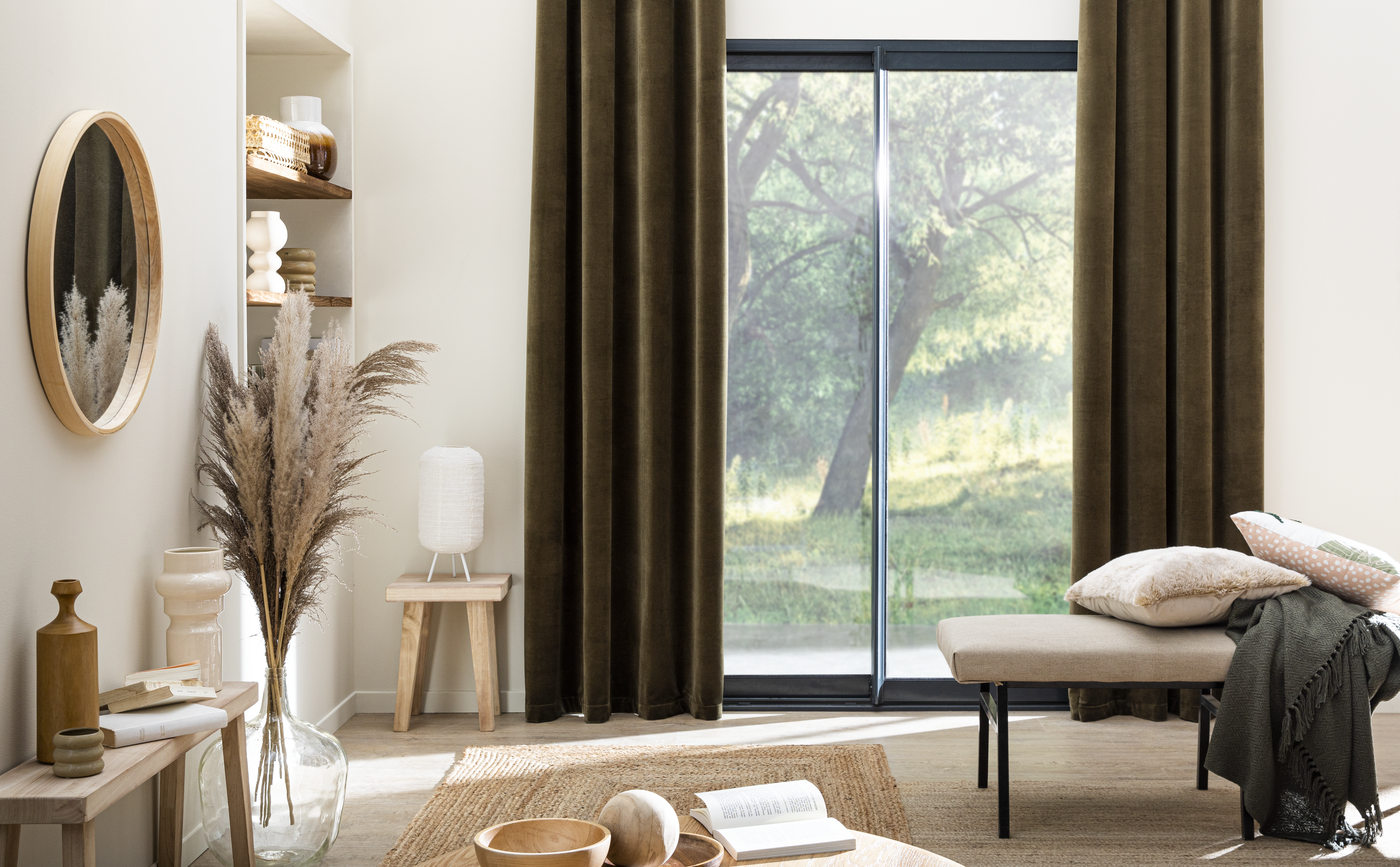 Lustro okrągłe Nordik Frene brązowe śr. 60 cm w drewnianej ramie Inspire - 18