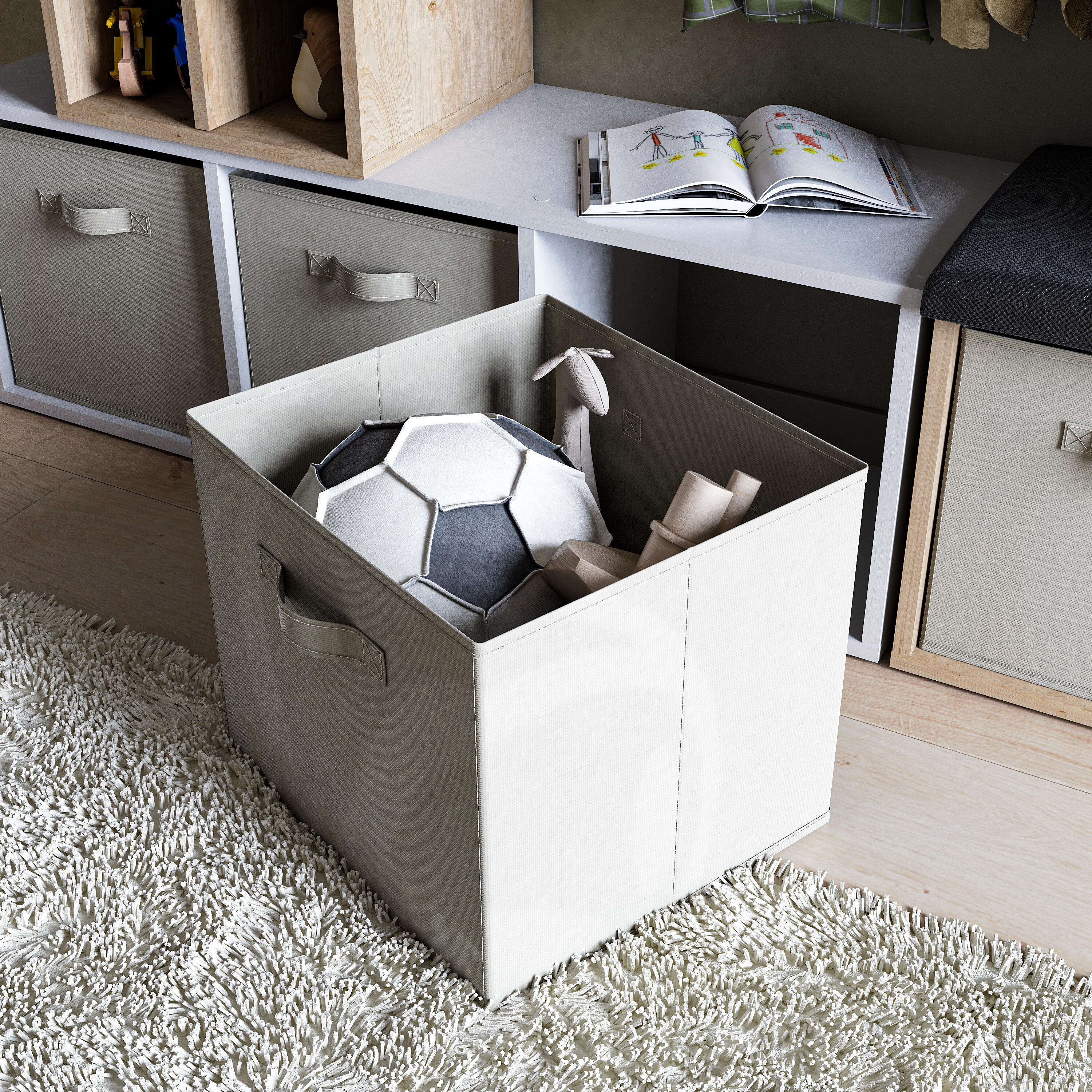 Panier SPACEO Kub beige H.31 x l.31 x P.31 cm - 2