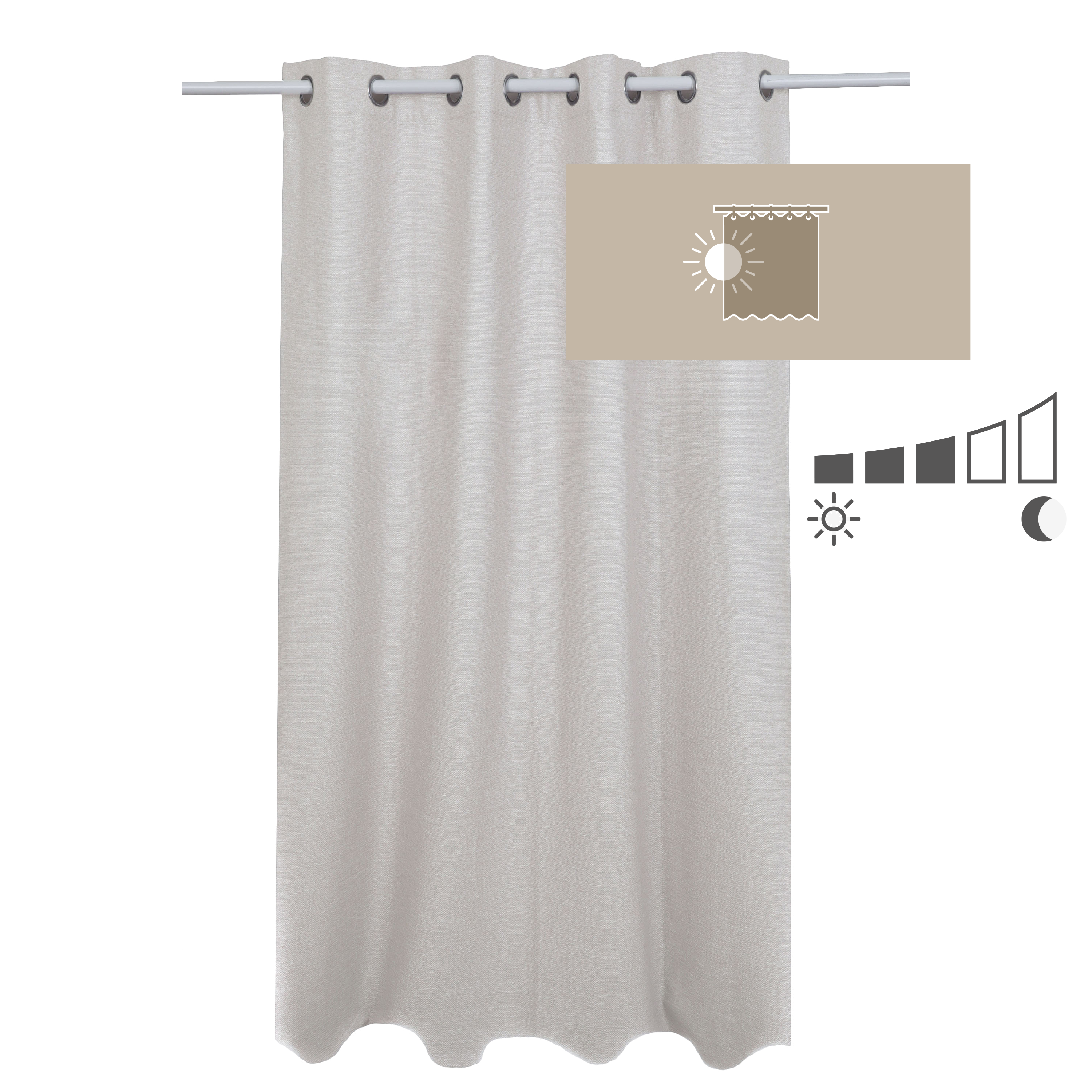 Rideau tamisant, Lidia, beige H.280 x l.140 cm INSPIRE - 2