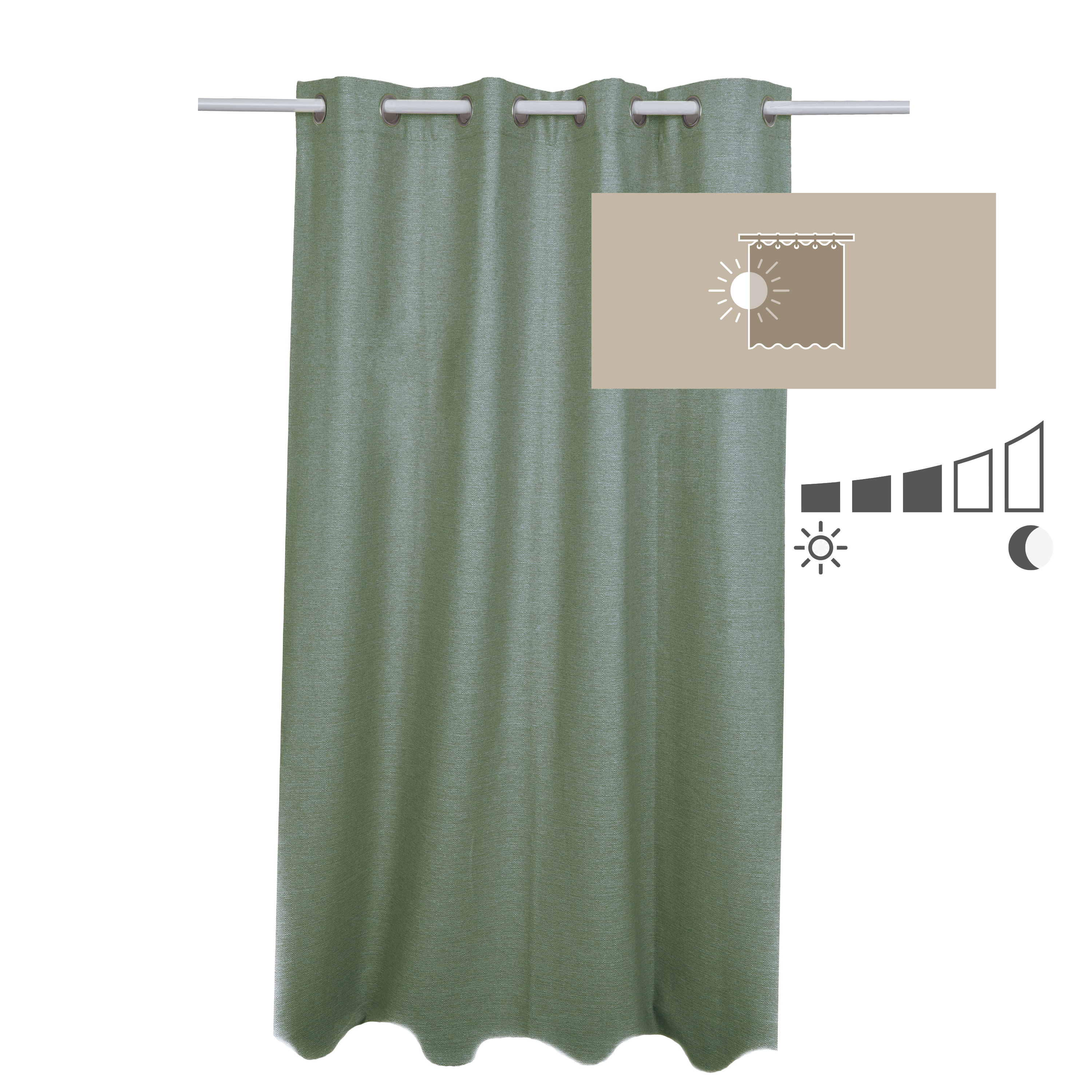 Rideau tamisant, Lidia, vert H.280 x l.140 cm INSPIRE - 3