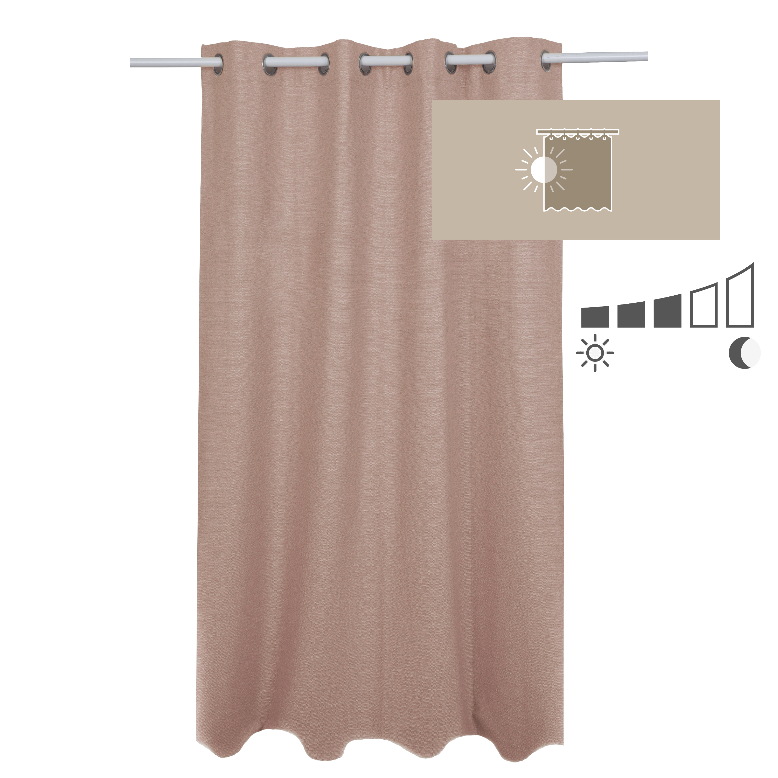 Rideau tamisant, Lidia, rose H.280 x l.140 cm INSPIRE - 3