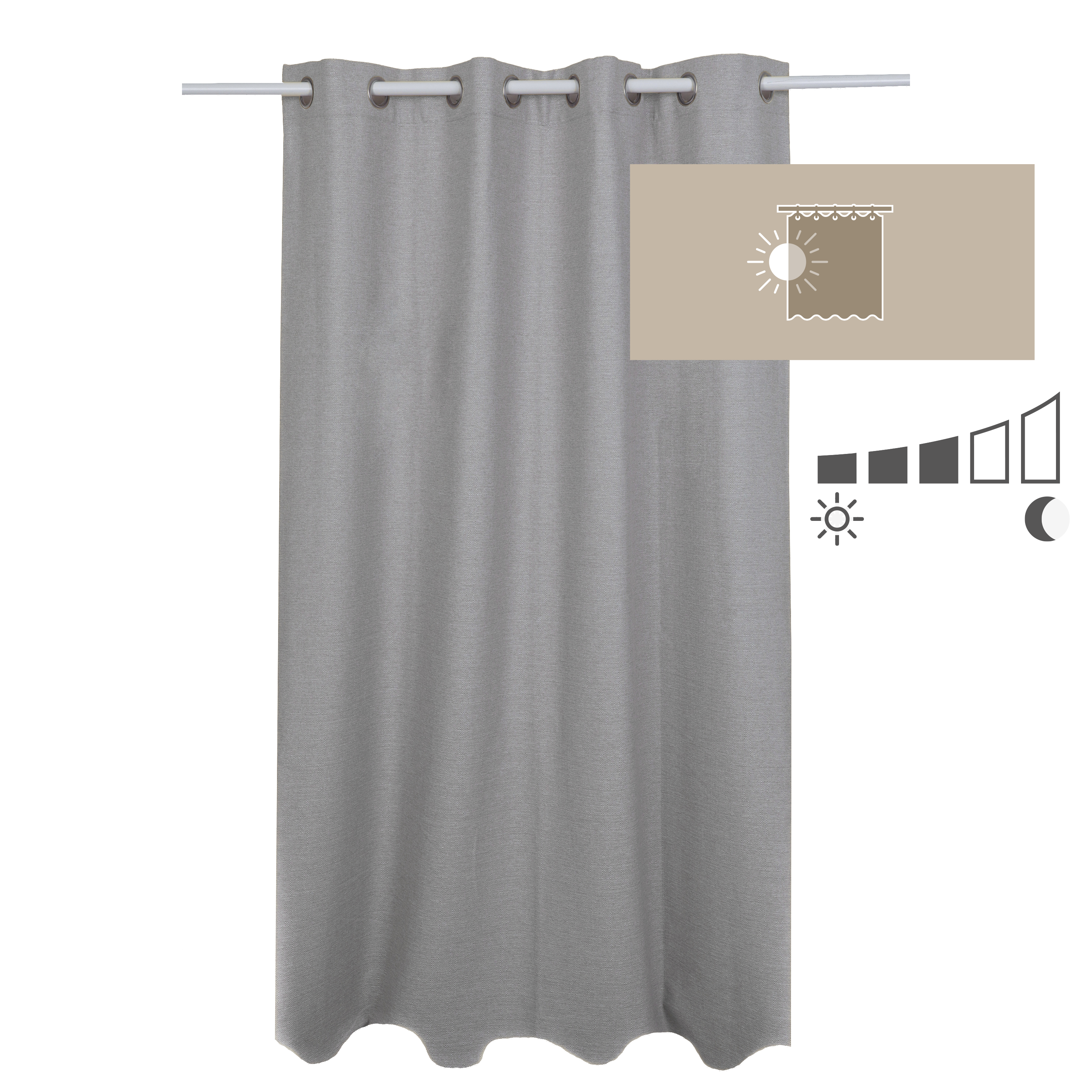 Rideau tamisant, Lidia, gris H.280 x l.140 cm INSPIRE - 3