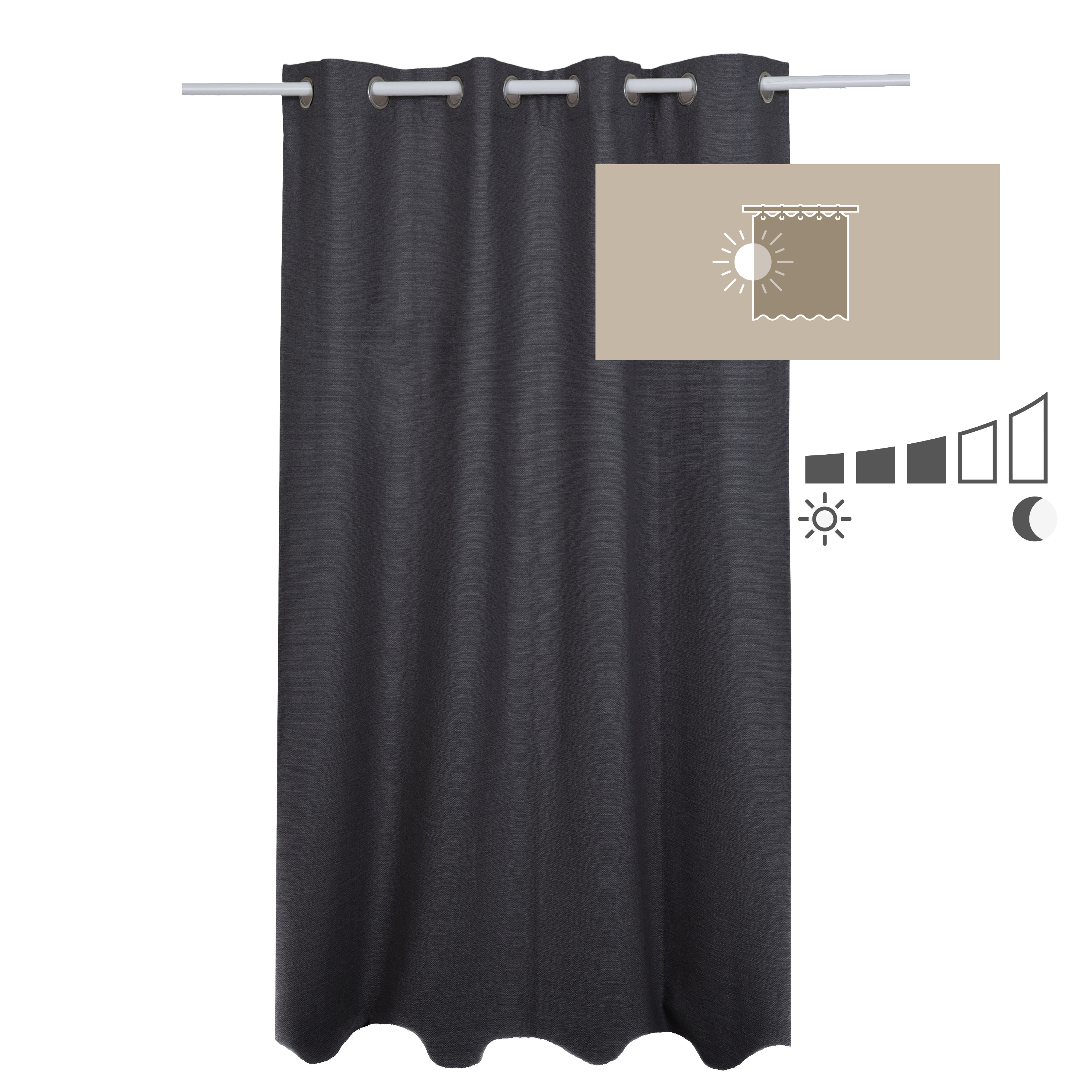 Rideau tamisant, Lidia, noir H.280 x l.140 cm INSPIRE - 3