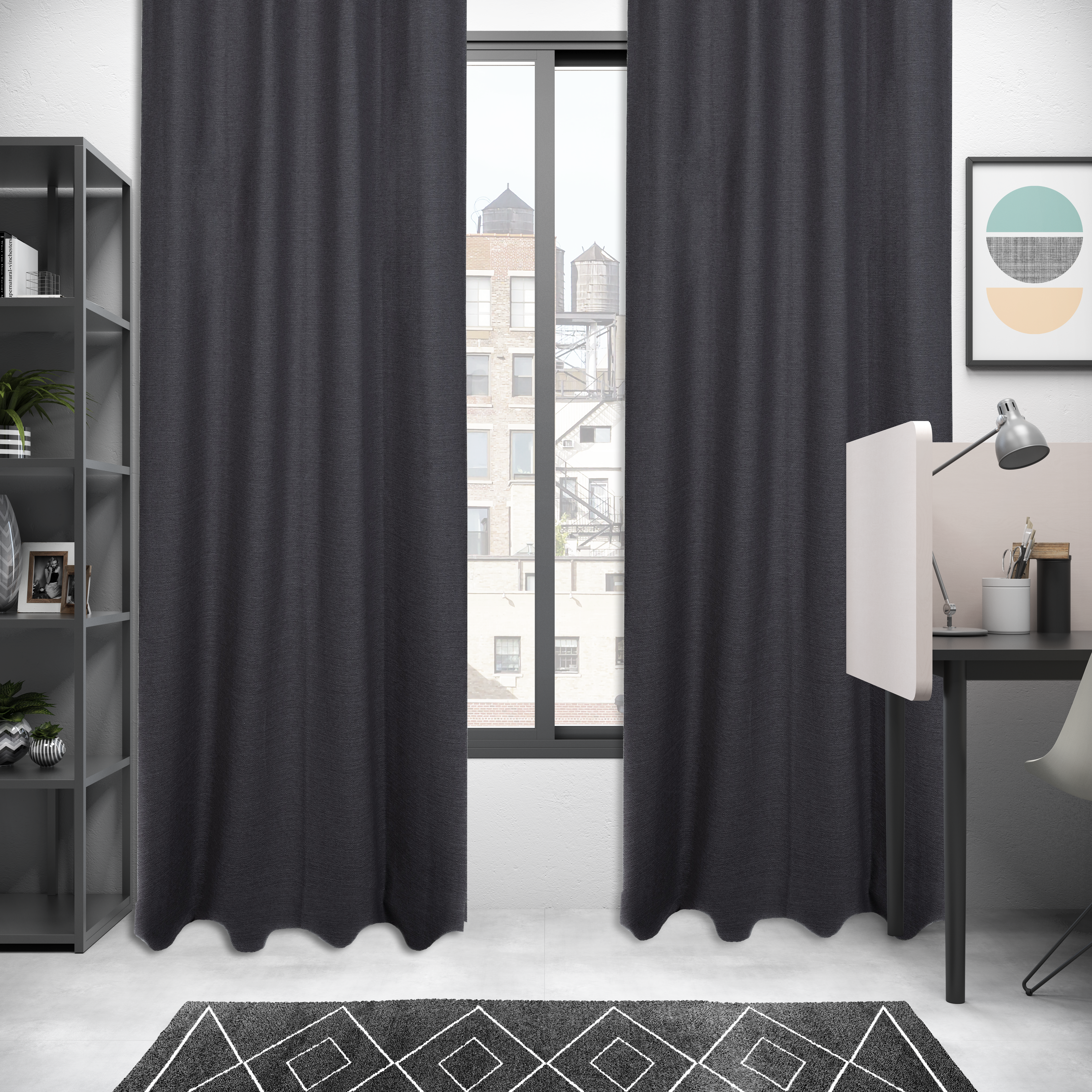 Rideau tamisant, Lidia, noir H.280 x l.140 cm INSPIRE - 5
