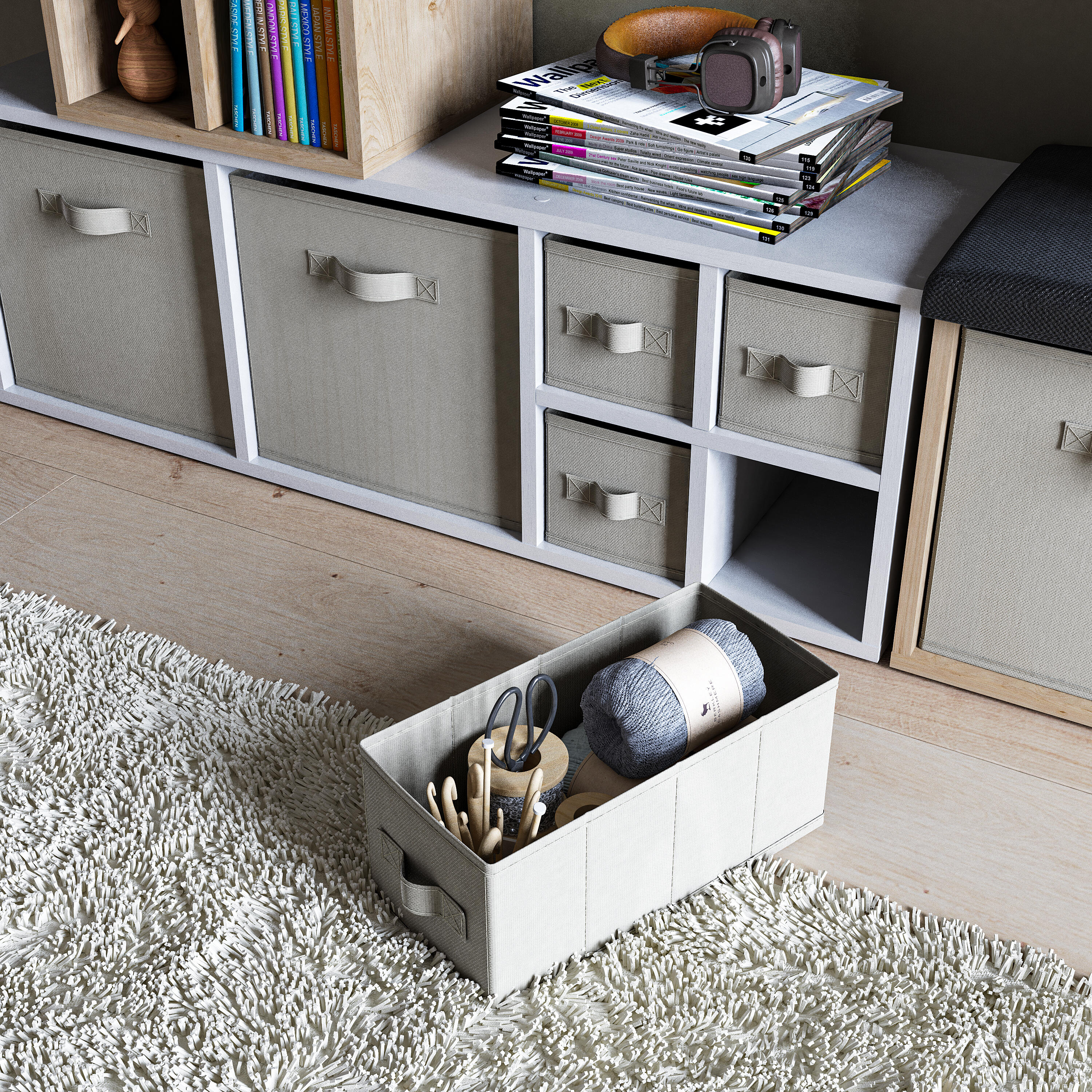 Cesto S Kub spaceo 14X31X14CM bege - 14