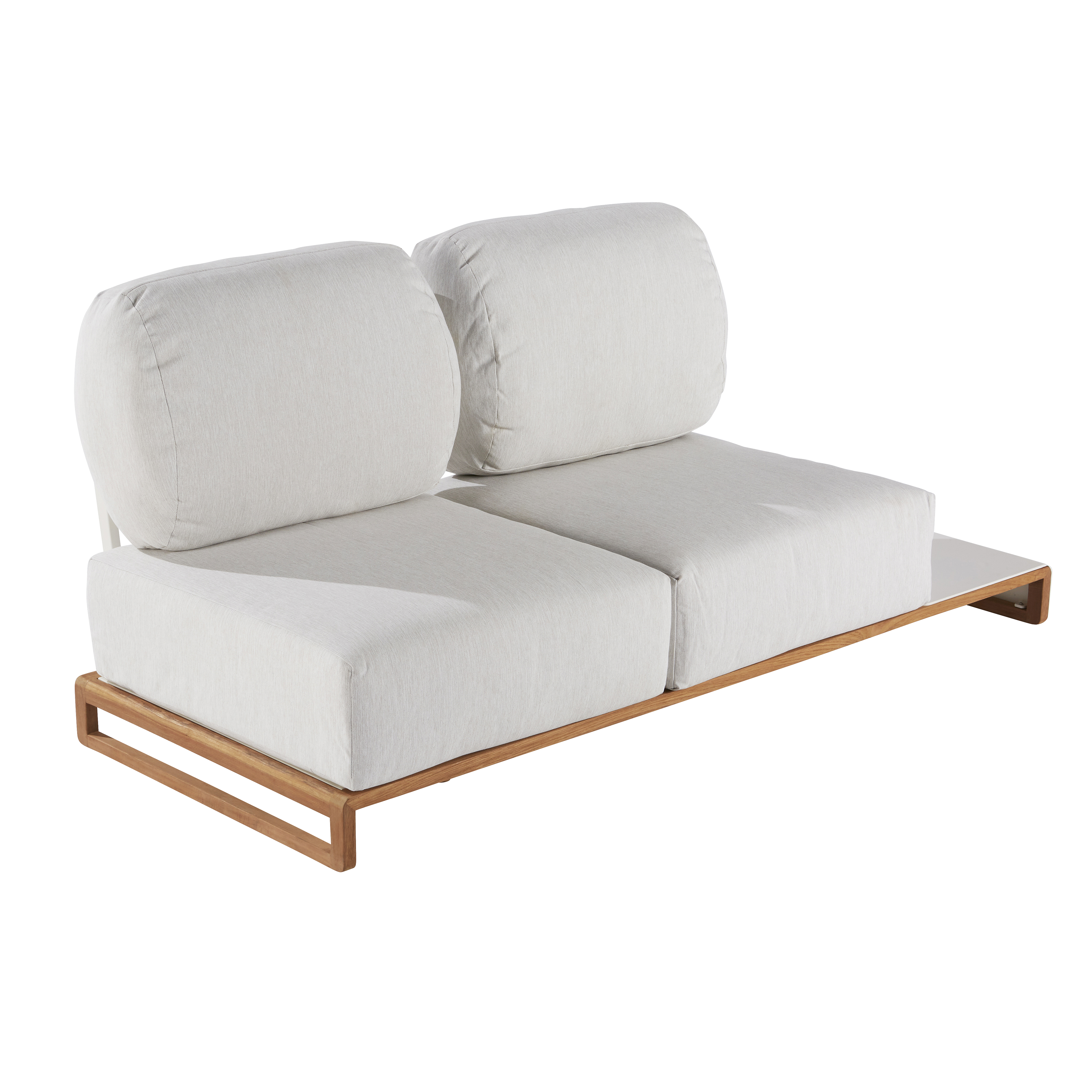 Sofá de jardín 2 plz de aluminio y teca naterial memphis izq blanco