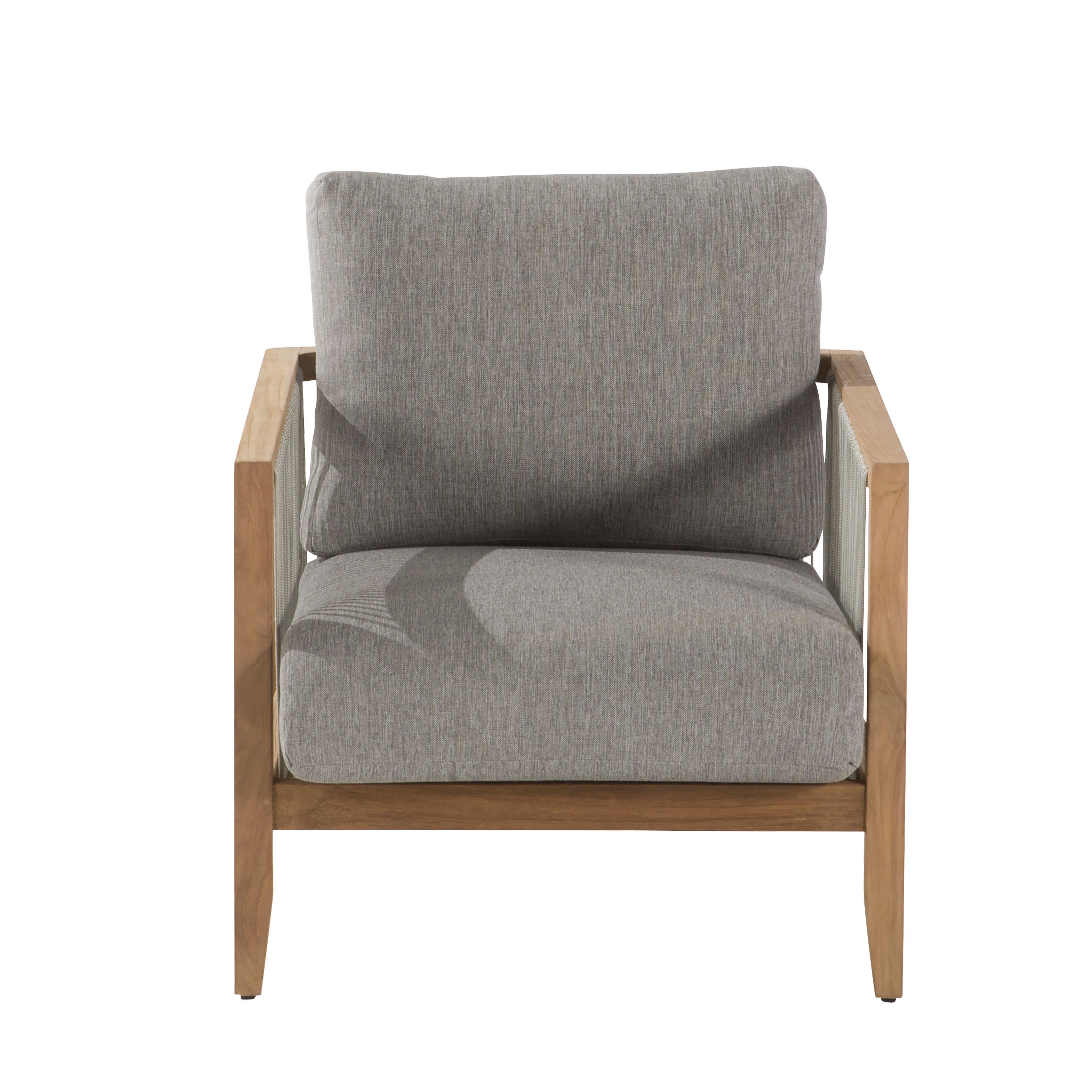 Poltrona da giardino con cuscino grigio / argento e braccioli Lita NATERIAL, struttura in teak seduta in teak grigio, L 88 x H 56 x P 68 cm - 3