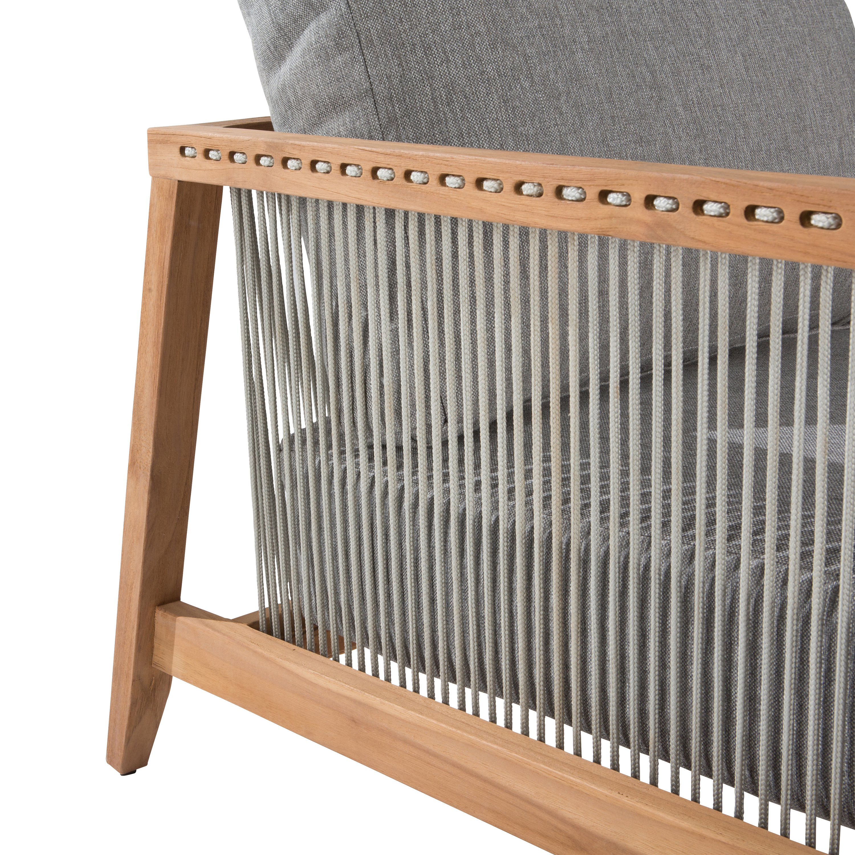 Poltrona da giardino con cuscino grigio / argento e braccioli Lita NATERIAL, struttura in teak seduta in teak grigio, L 88 x H 56 x P 68 cm - 10