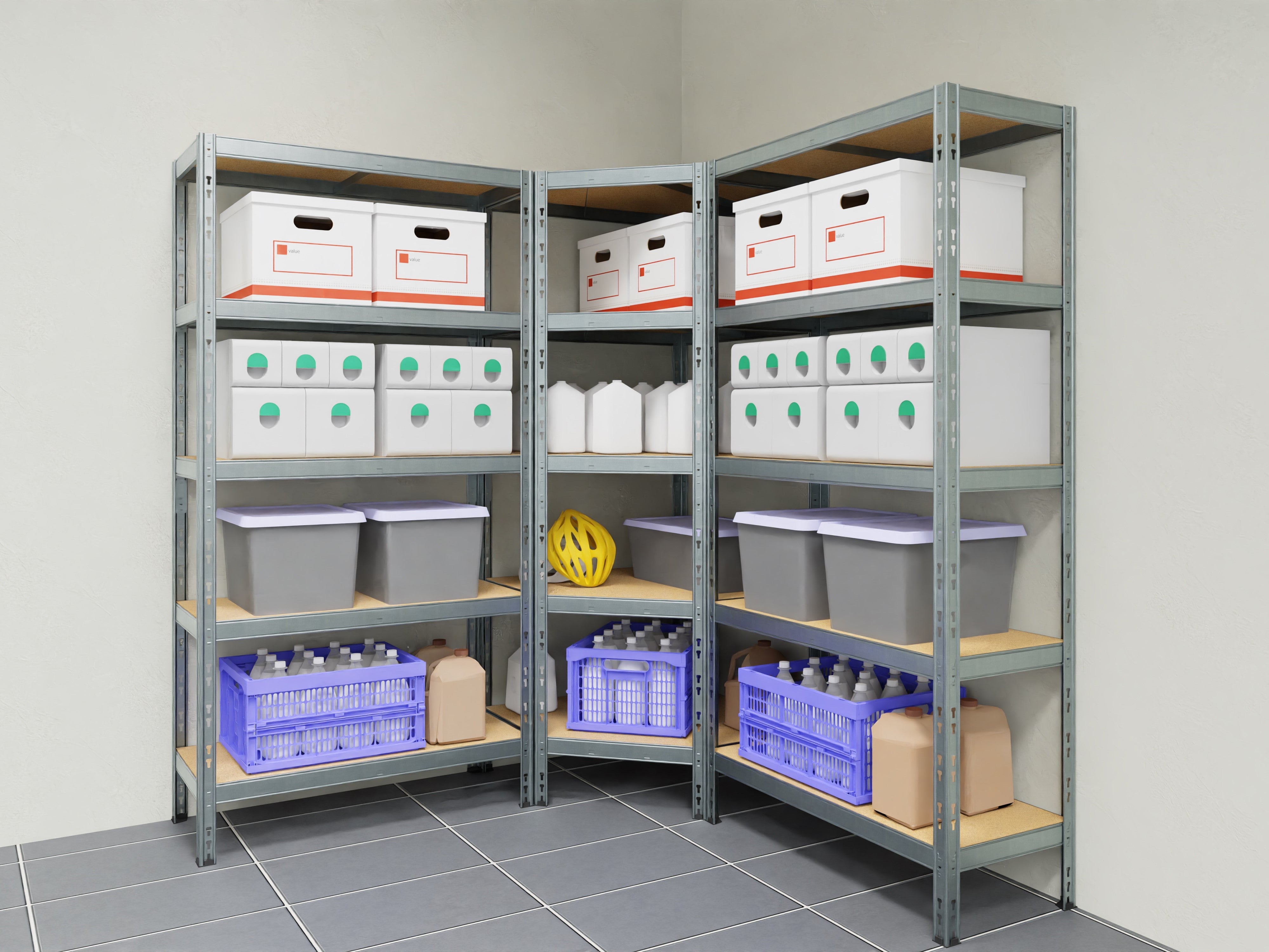 Scaffale in kit 5 ripiani Pokerino angolare L 66 x P 40 x H 180 cm grigio, portata per ripiano 200 kg - 3