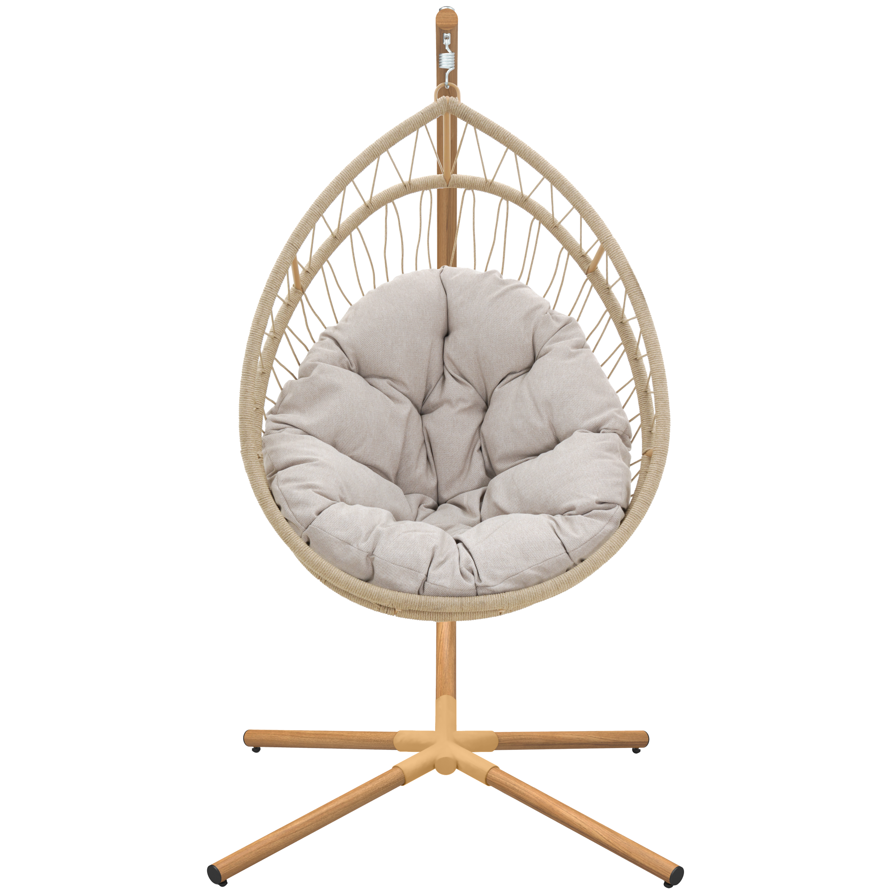 Fauteuil suspendu 1 place en acier beige NATERIAL Ovo - 4