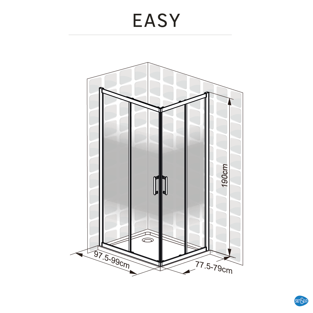 Kit vetro per doccia ad apertura scorrevole Easy L 80 x H 190cm, Sp. 6 mm - 21