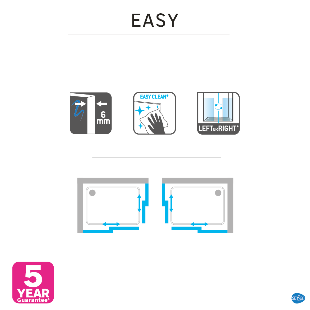 Kit vetro per doccia ad apertura scorrevole Easy L 80 x H 190cm, Sp. 6 mm - 23