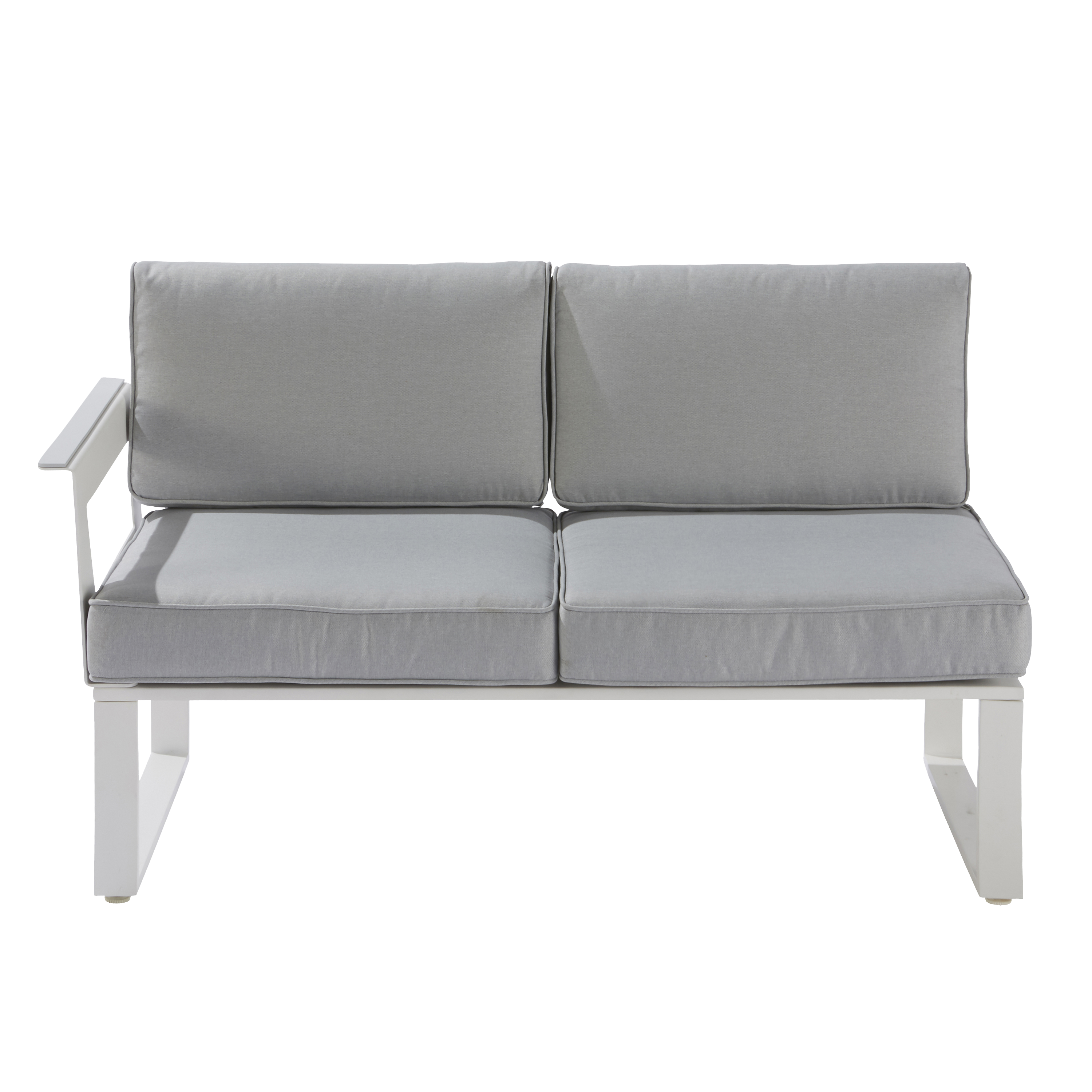 Salotto da giardino angolare per 7 persone bianco Odyssea NATERIAL con cuscini in poliestere grigio - 17