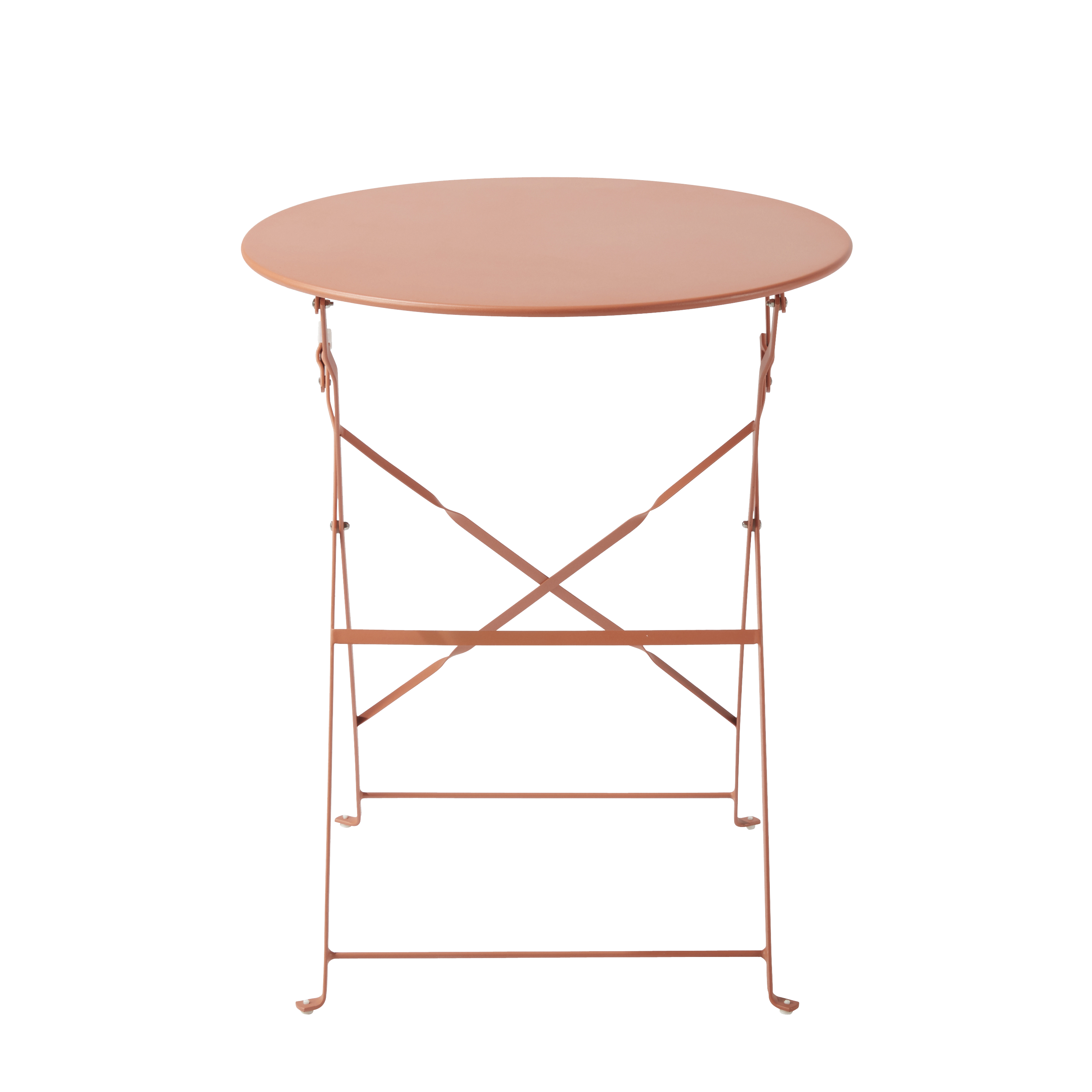 Conjunto refeição dobrável com mesa redonda 60 cm e 2 cadeiras em metal laranja-pastel Naterial Flora - 16