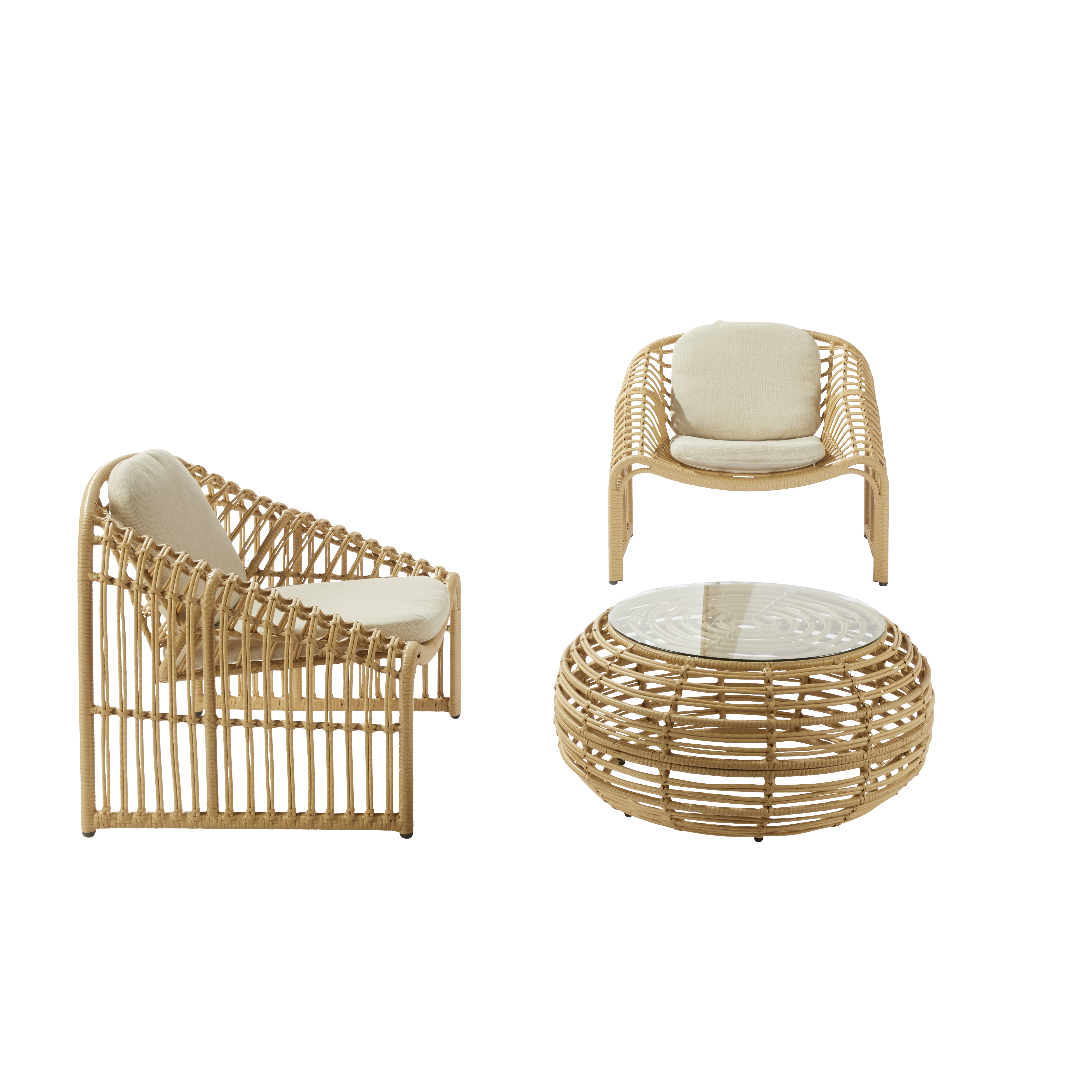 Conjunto jardim varanda 2 sofás e mesa natural Bellis Naterial - 14