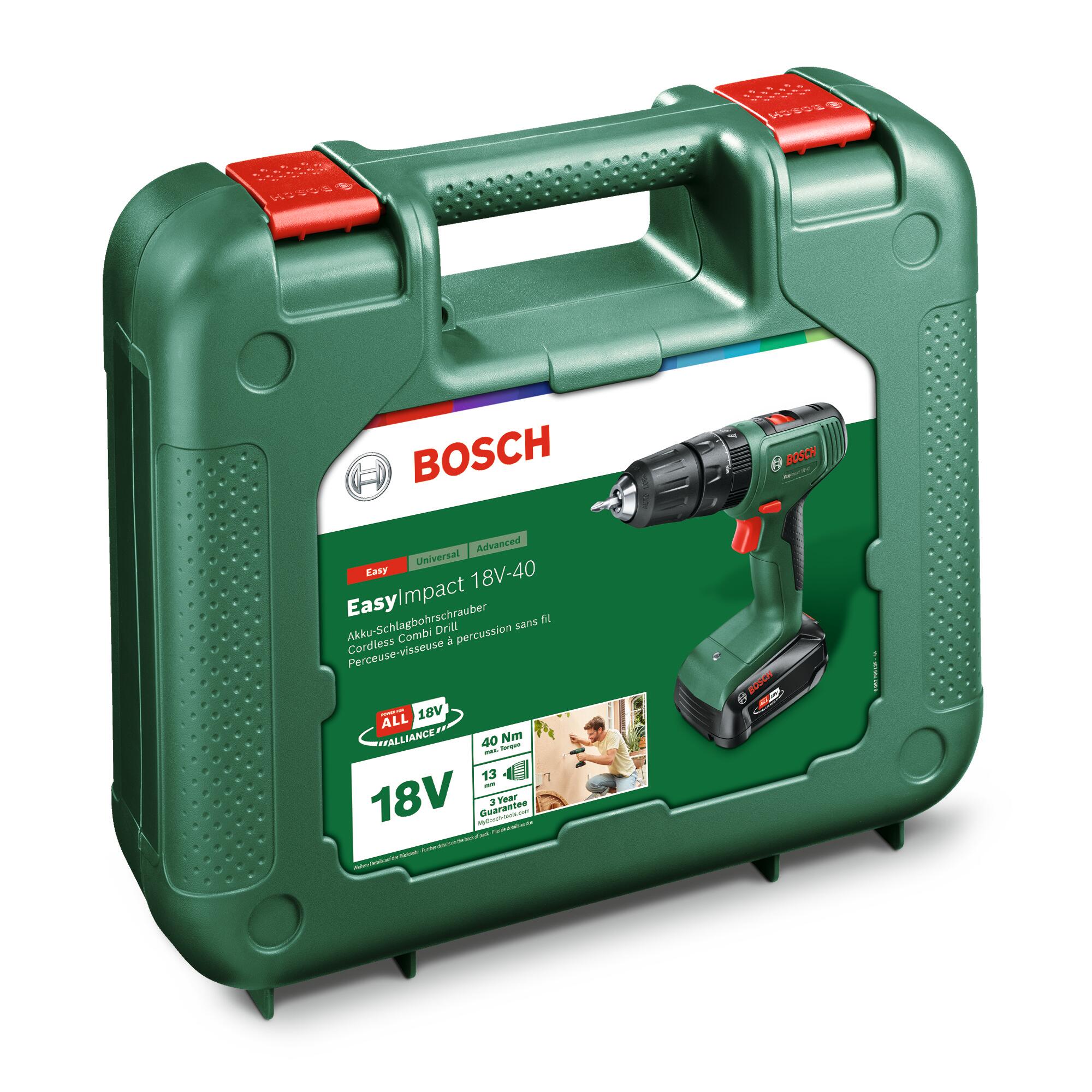 Trapano a percussione a batteria BOSCH EASY IMPACT 18V-40 18 V 2 Ah, 1 batteria in valigetta in plastica - 8