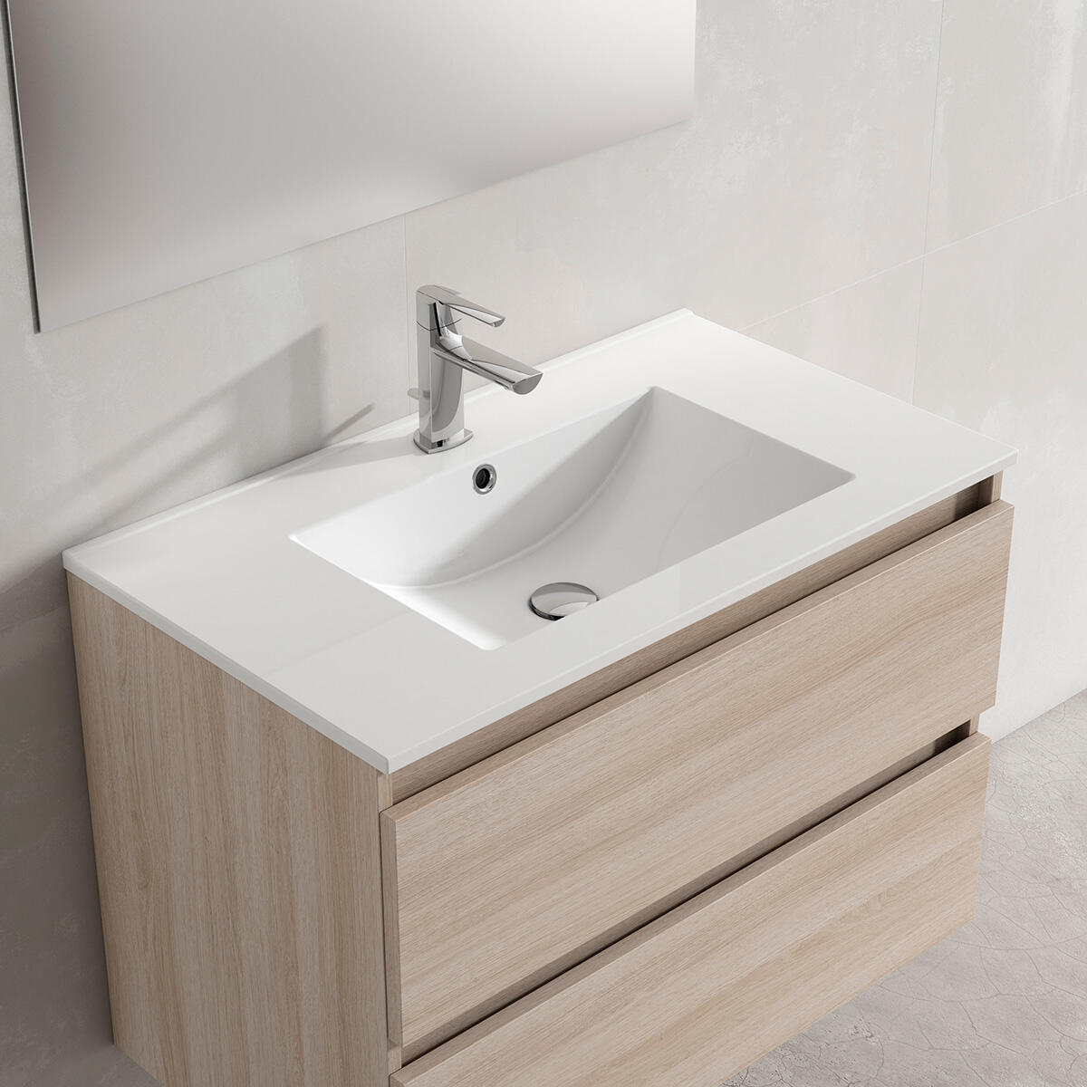 Lavabo a incasso rettangolare vasca centrale Flat L 81 x H 18 x P 46 cm in ceramica bianco lucido - 2