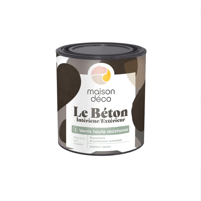 Vernis Le beton, MAISON DECO, vernis haute résistance satiné, 0.5l