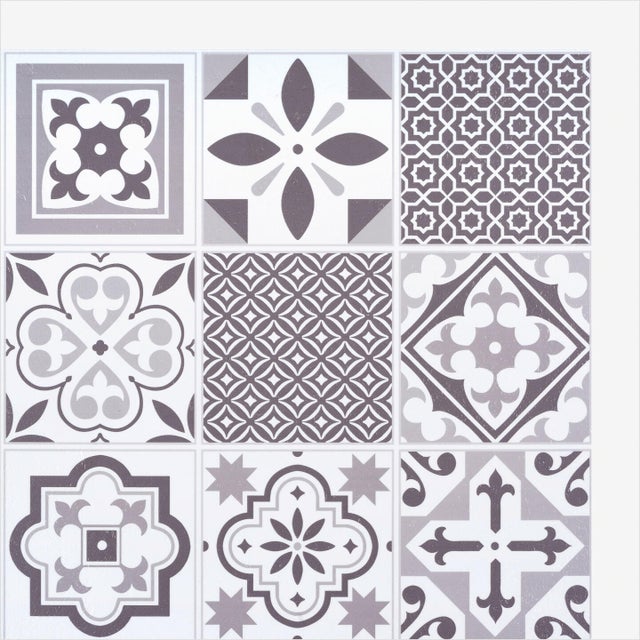 Lot de 6 adhésifs décoratifs, Wall tiles oriental, gris, 30.5 cm x 30.5 cm