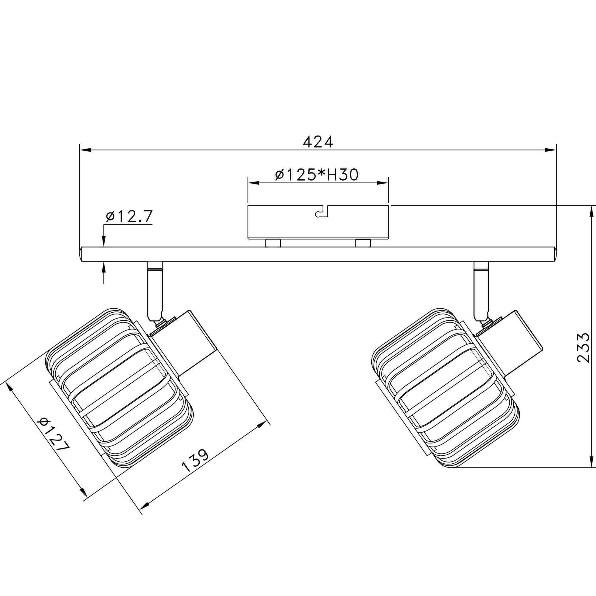 Rampe 2 spots, métal noir naturel E14, INSPIRE Pécan - 7