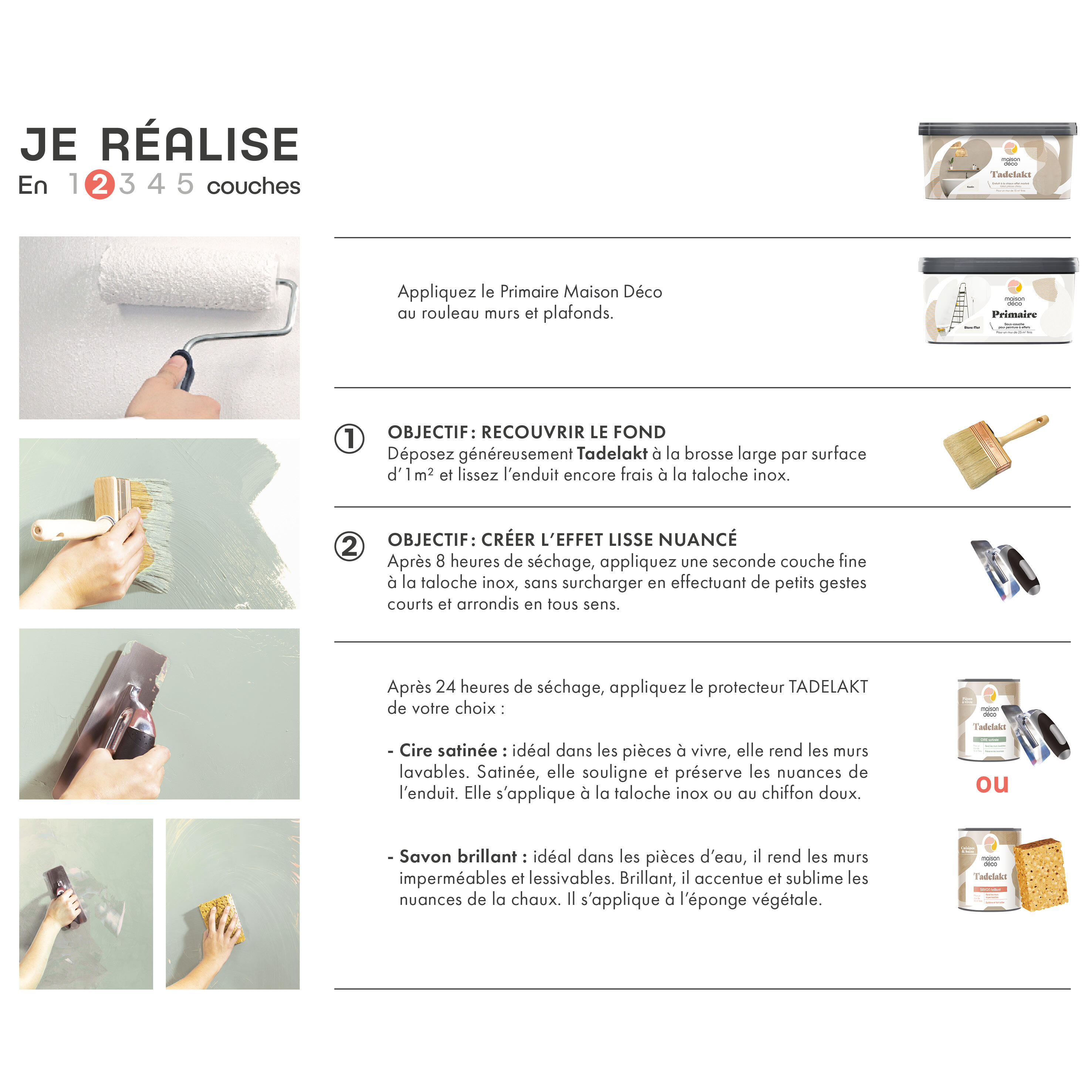 Enduit décoratif Tadelakt MAISON DECO, khôl noir, 5 l - 3