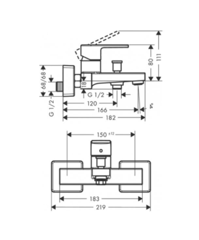 Mitigeur de bain mécanique chrome, Vernis Shape, HANSGROHE - 3