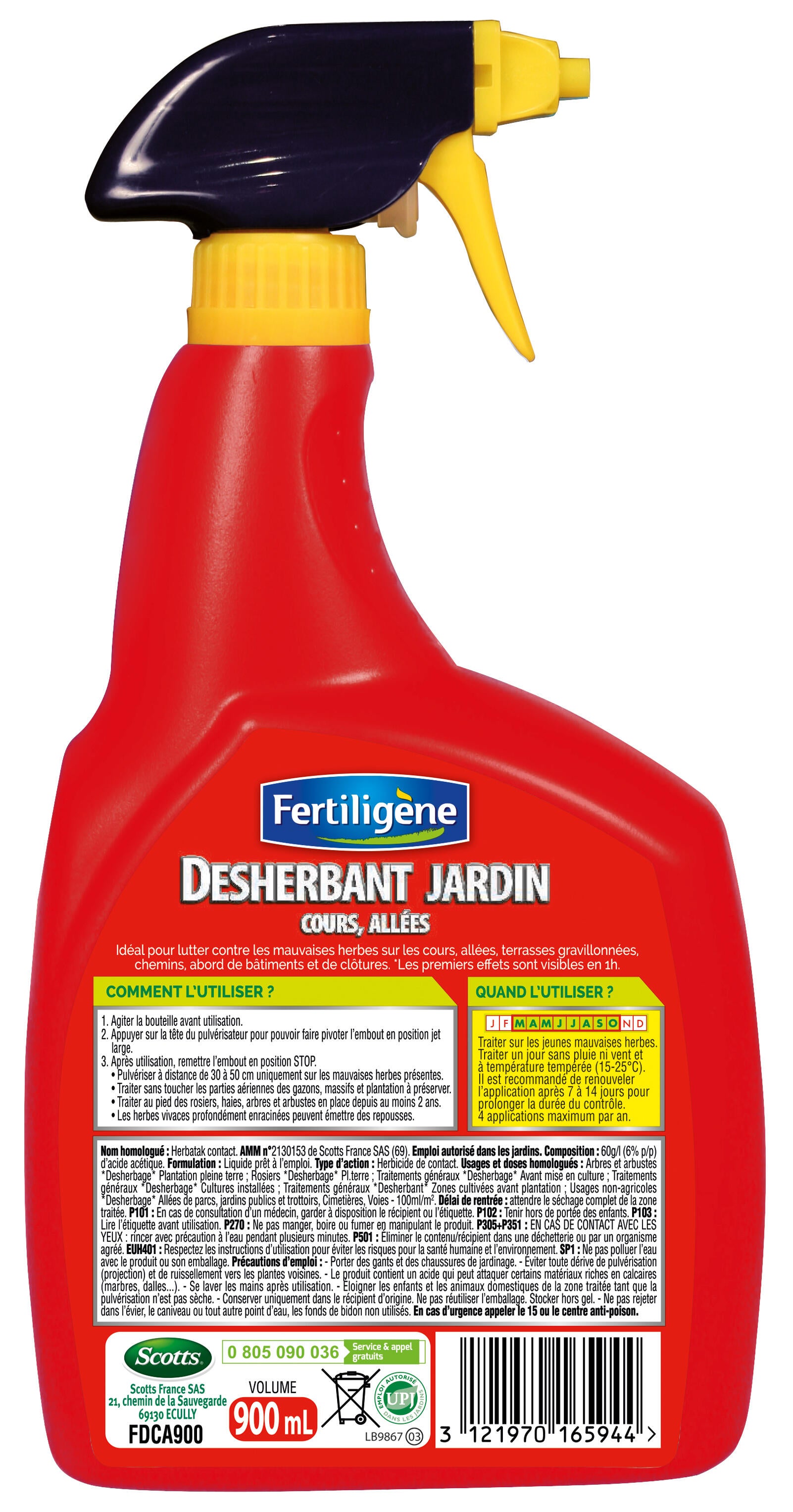 Désherbant cours, allées, terrasses FERTILIGENE 900ml - 2