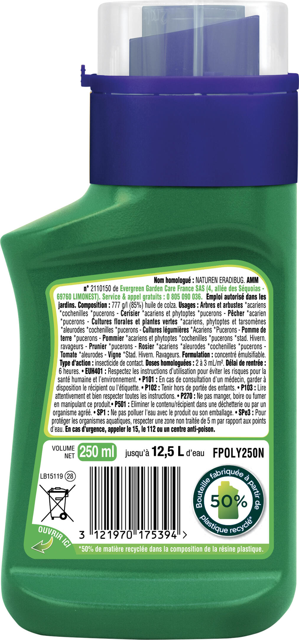 Traitement des insectes puceron FERTILIGENE , pourarbres et arbustes, 250ml - 2
