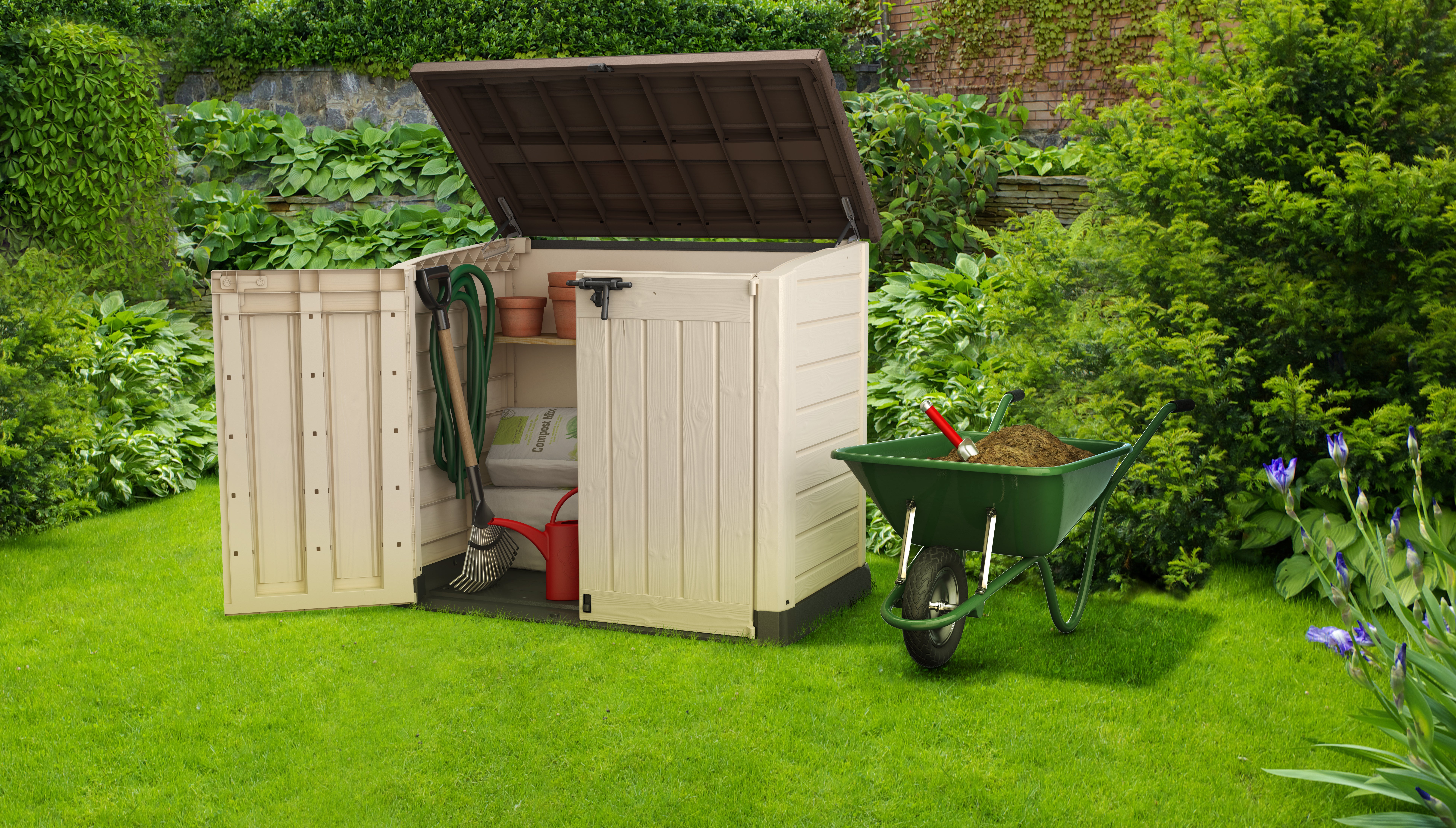 Coffre de jardin SIO MAX en résine - KETER - beige et marron - 1200 litres - 2