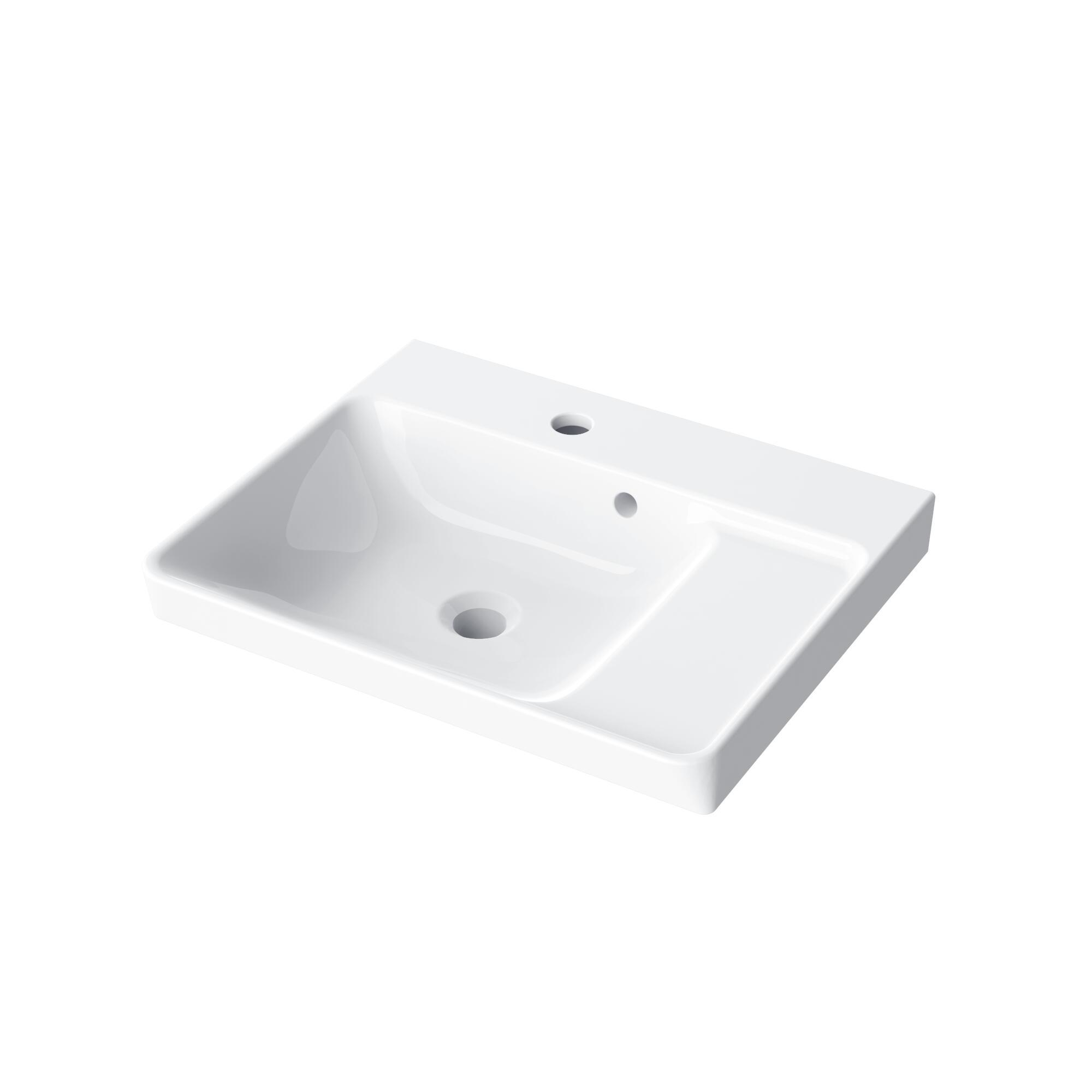 Lavabo a incasso rettangolare vasca centrale Easy L 51.4 x H 6 x P 42.4 cm in ceramica bianco lucido - 9