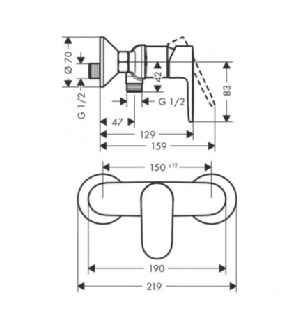 Mitigeur mécanique douche brossé, HANSGROHE Vernis blend noir - 3