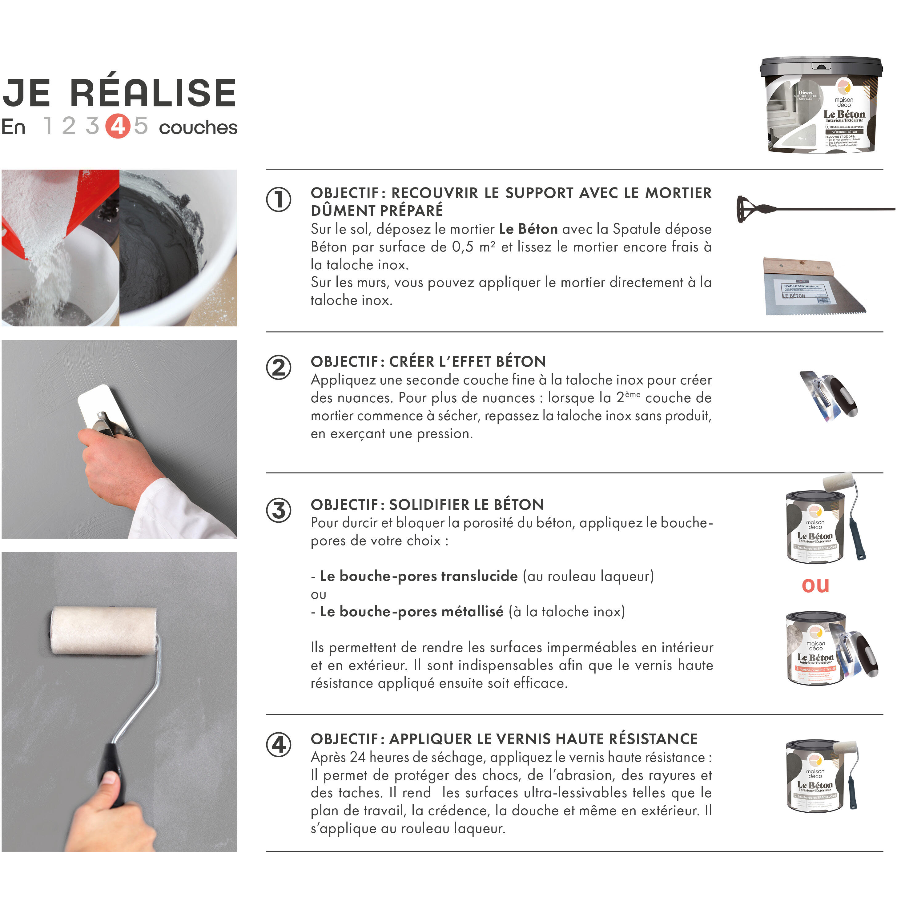 Bouche pores Le béton, incolore, 0.5l - 3