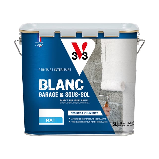 Peinture mur blanc mat V33 Garage&sous-sol 5L