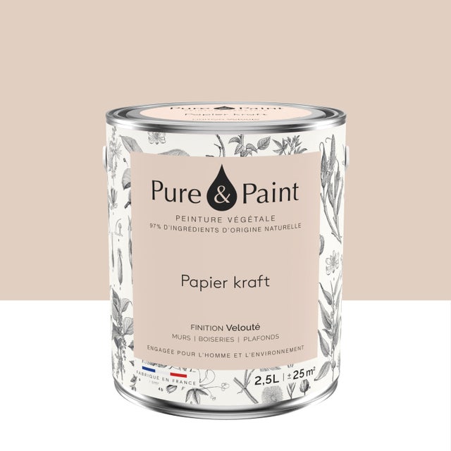 Peinture mur, boiserie papier kraft velours PURE & PAINT , 2.5L