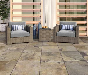 Carrelage sol extérieur effet pierre marron Monastère l.50 x L.50 cm