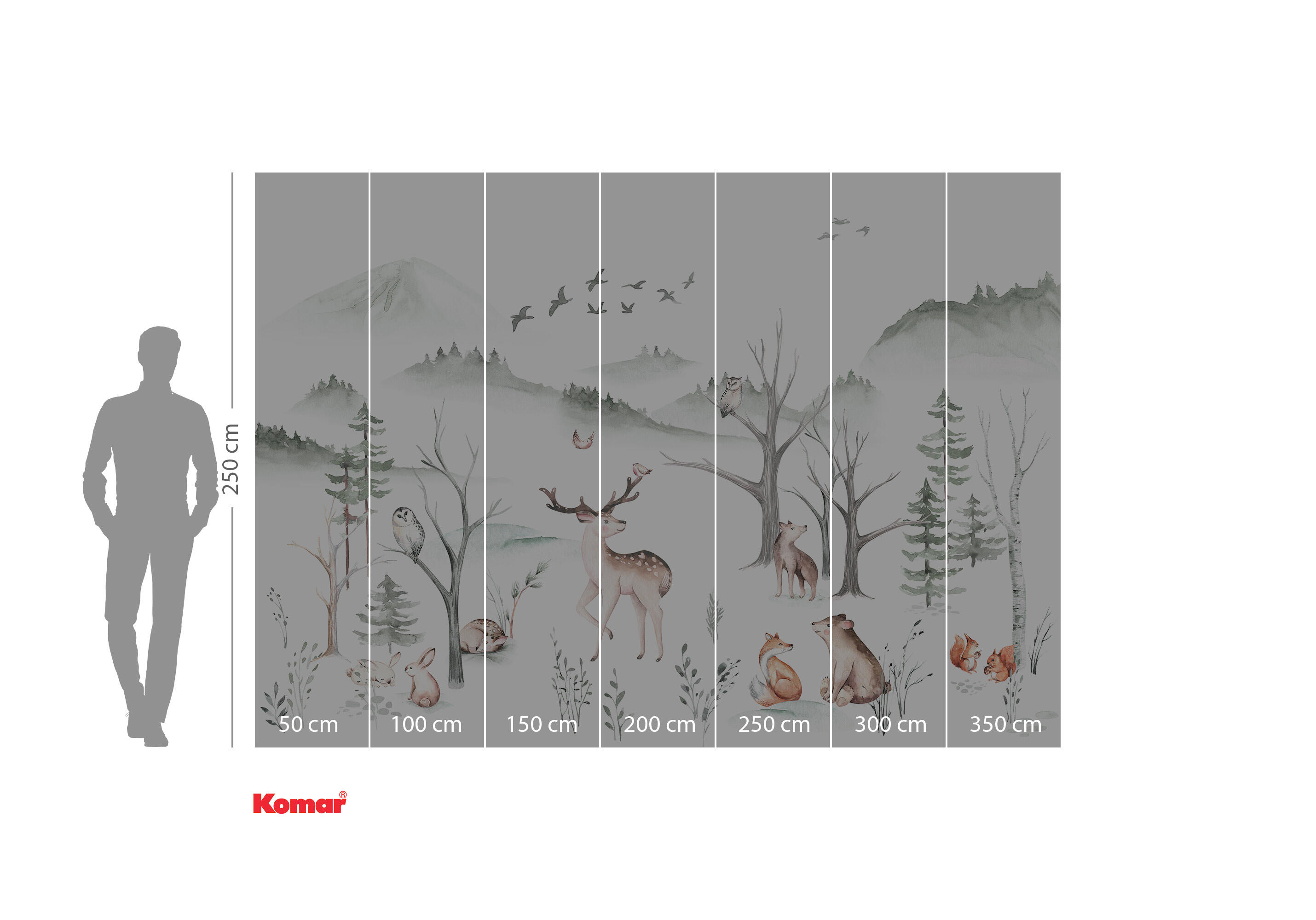 Mural TNT liso  Infantil Animaux de la Foret blanco 350 x 250 cm KOMAR - 4