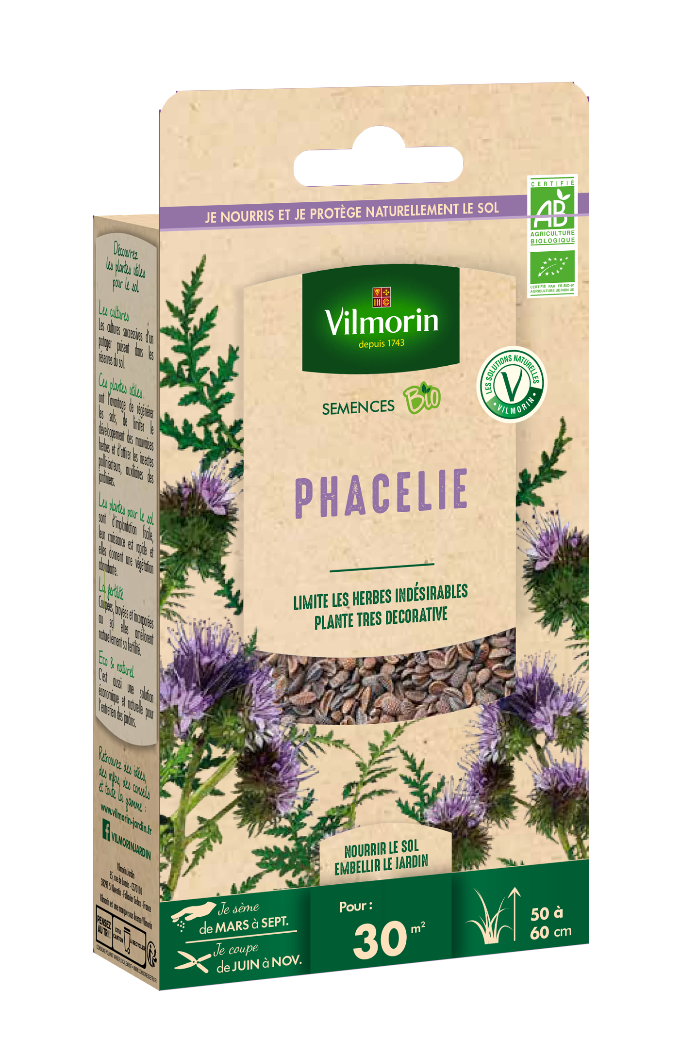 Phacelie BIO VILMORIN 60 gr / 20 m² - 2