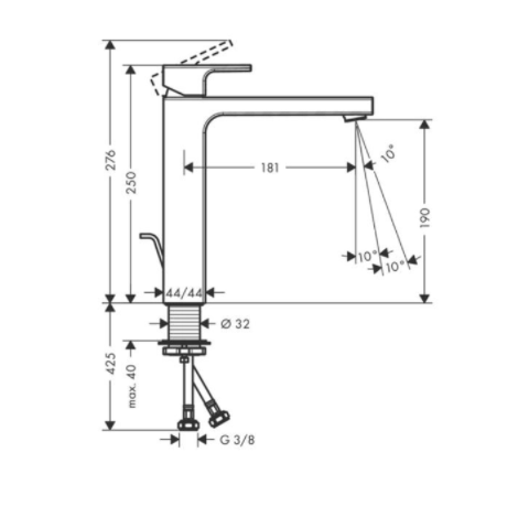 Mitigeur de lavabo noir, HANSGROHE Vernis shape eco XL - 2