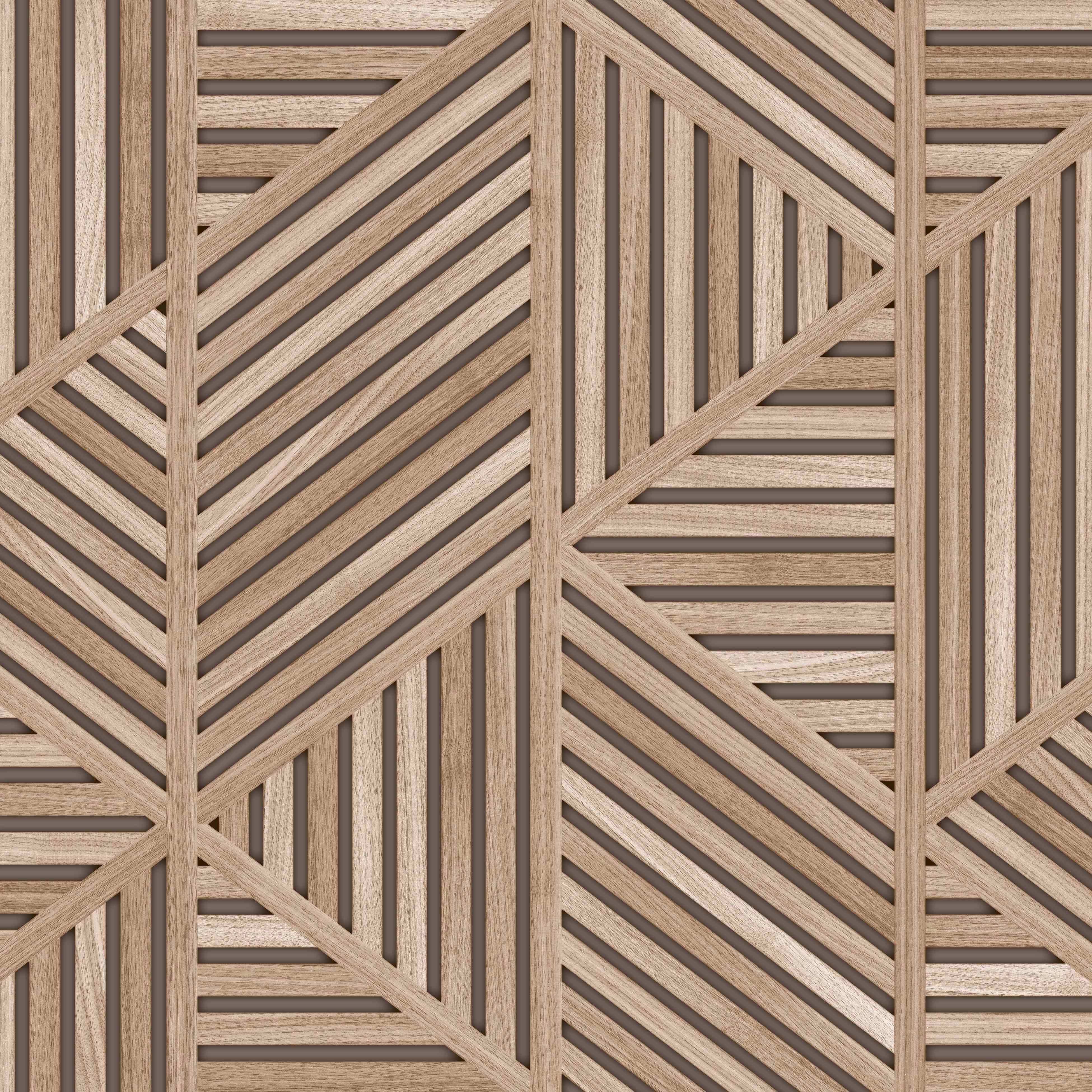 Papier peint intissé Tasseaux géométriques brun - 2