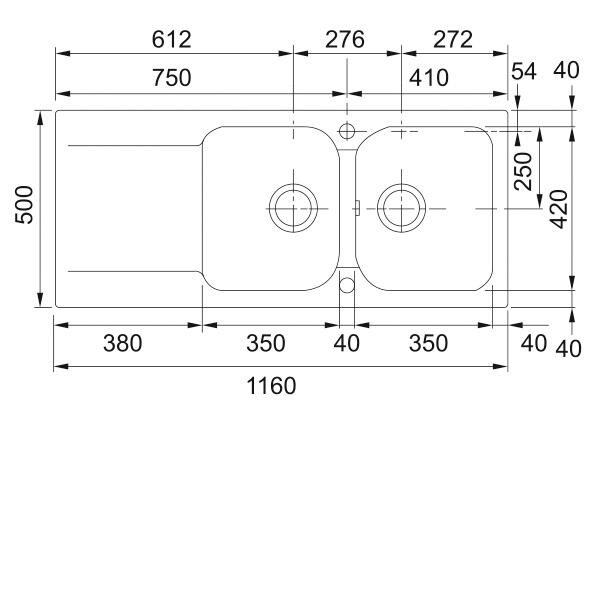Evier en resine 2 bacs 50 x 116 cm vidage inclus Kite blanc - 2