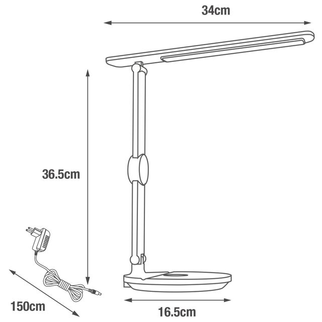 Lampada da scrivania LED design Alex touch bianco, luce con 3 temperature di colore 1000 LUMEN, INSPIRE