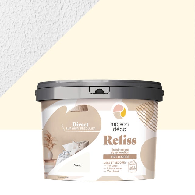 Enduit décoratif Reliss 2en1 MAISON DECO, blanc, 15 kg