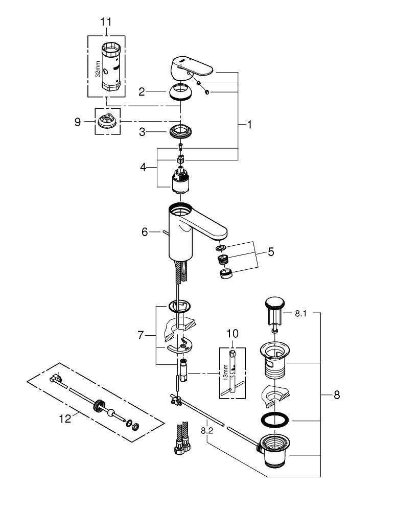Mitigeur de lavabo noir, GROHE Eurosmart cosmopolitan M - 4