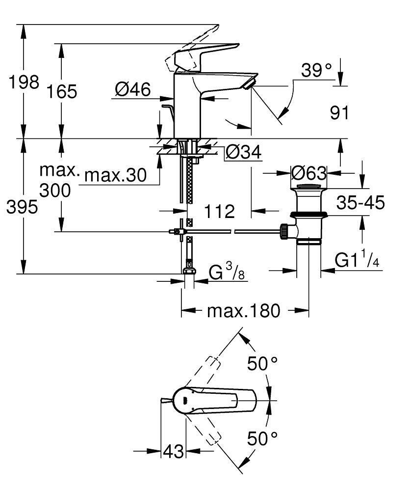 Mitigeur de lavabo chrome S, Start V3 - QuickFix, GROHE - 2