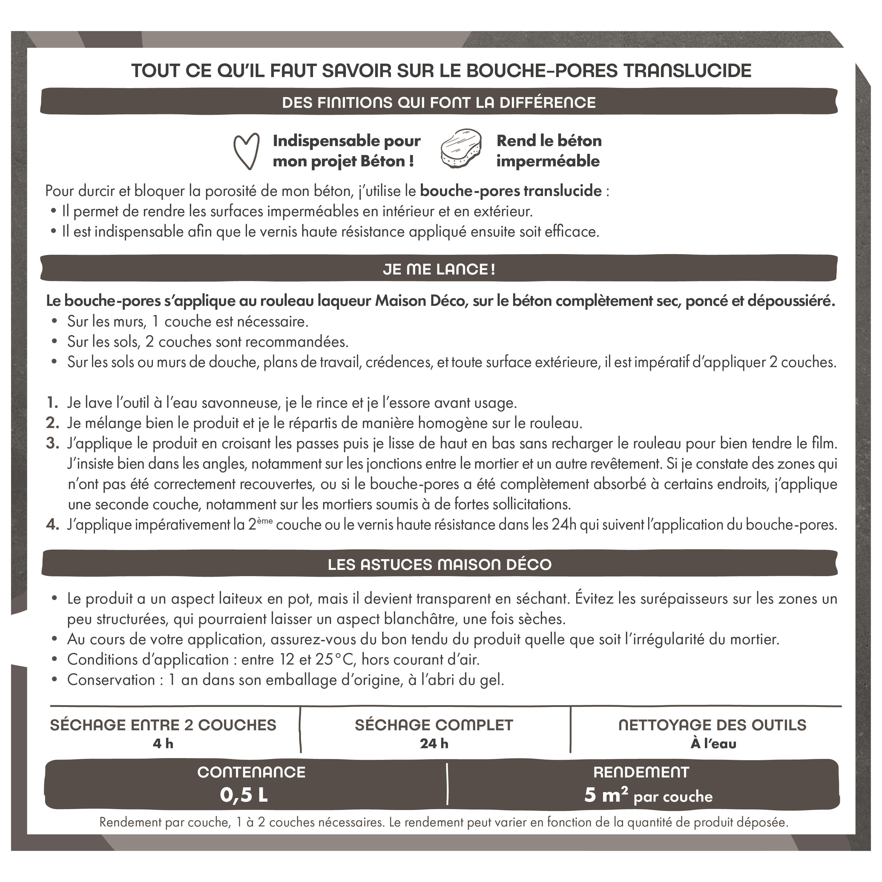 Bouche pores Le béton, incolore, 0.5l - 4