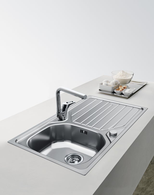 Evier à encastrer 1 grand bac avec égouttoir, Inox lisse, ETOILE Gris main image 1
